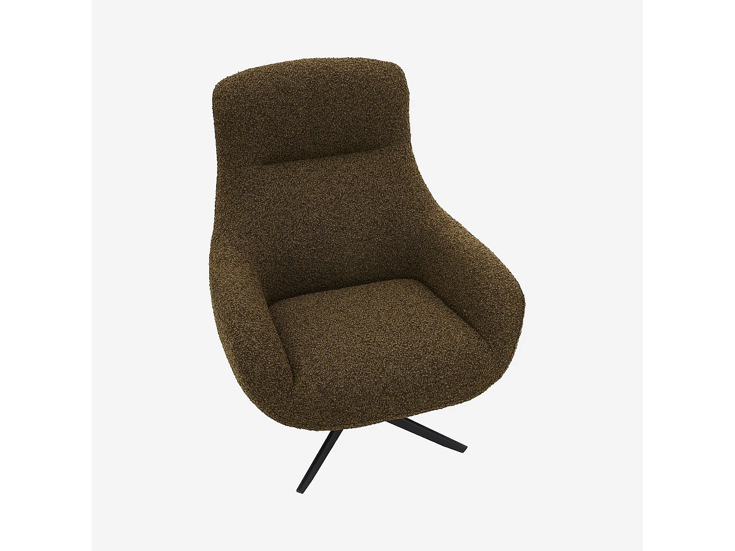 Habitat - Fauteuil design pivotant en tissu bouclette et métal noir - Marron chocolat - Maeve