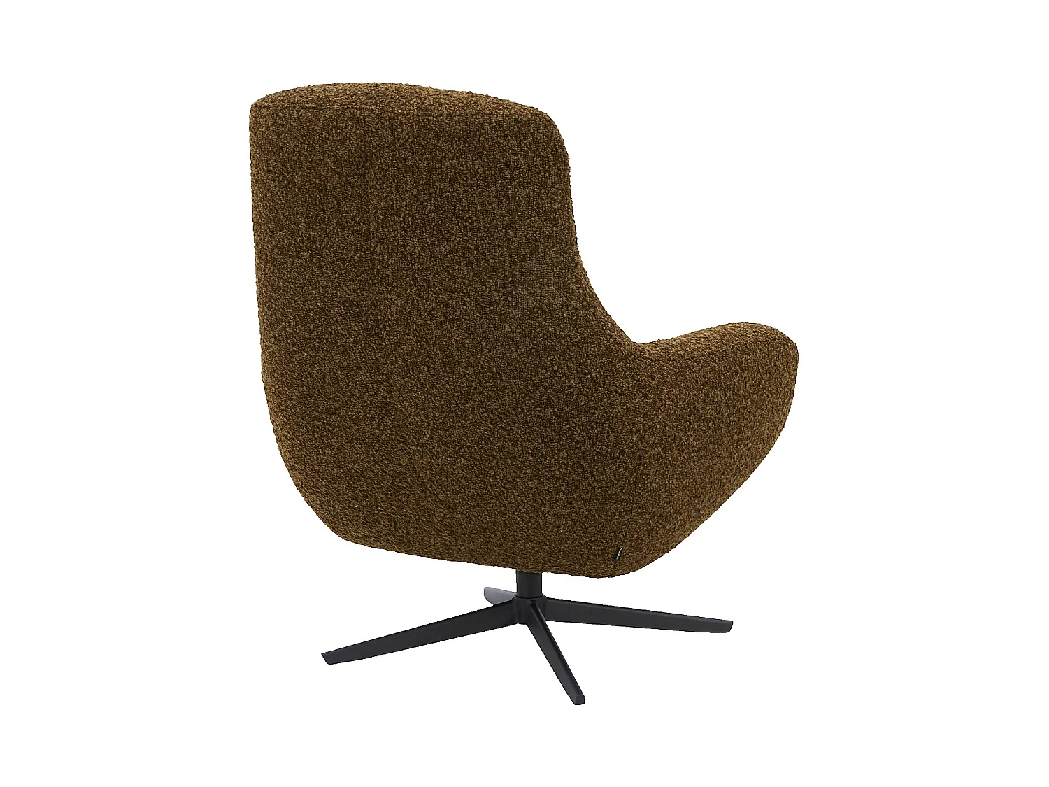Habitat - Fauteuil design pivotant en tissu bouclette et métal noir - Marron chocolat - Maeve
