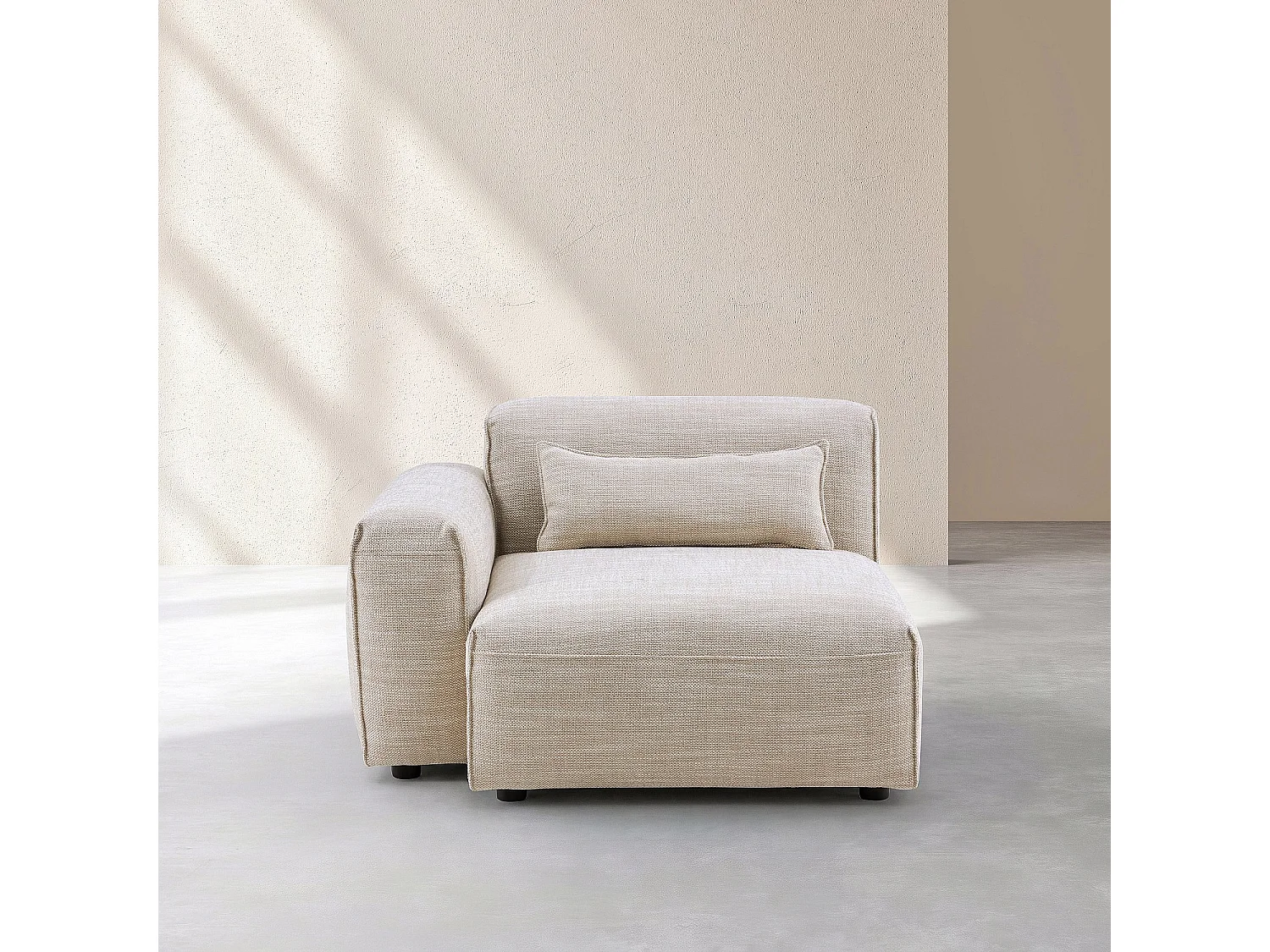 Habitat - Module d'angle gauche en tissu - Beige mélangé - Kofi II