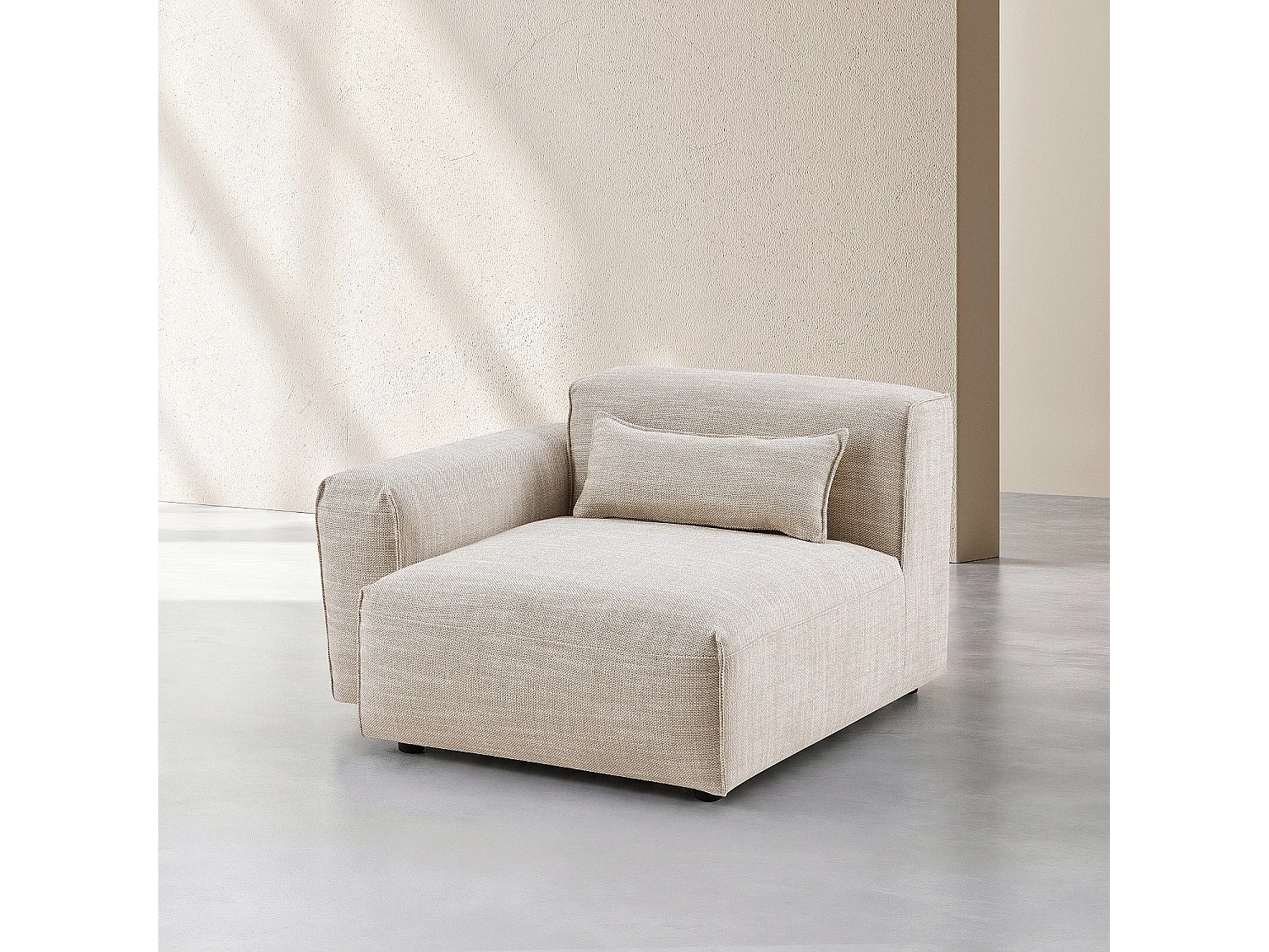 Habitat - Module d'angle gauche en tissu - Beige mélangé - Kofi II