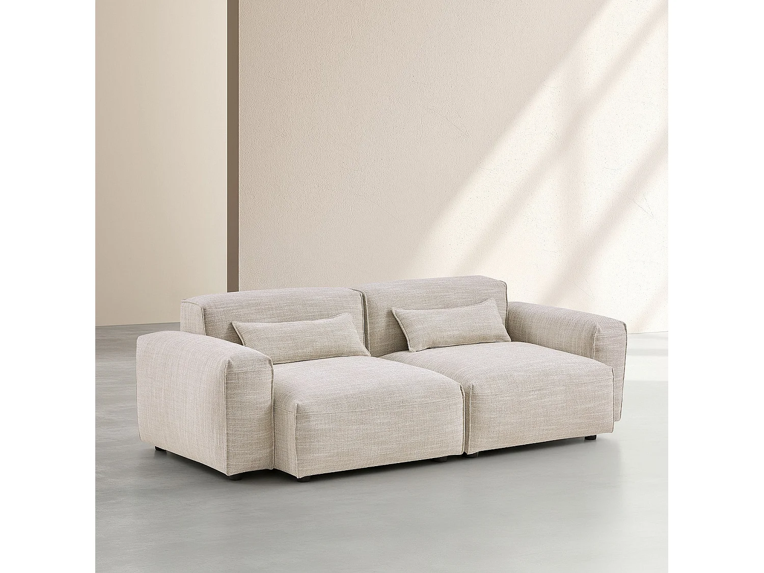 Habitat - Canapé 3 places modulable en tissu - Beige mélangé - Kofi II