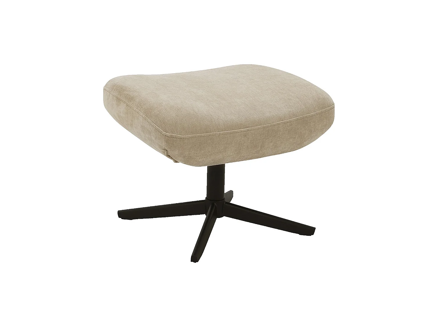 Habitat - Fauteuil pivotant avec repose-pieds en tissu et métal noir - Beige - Leia