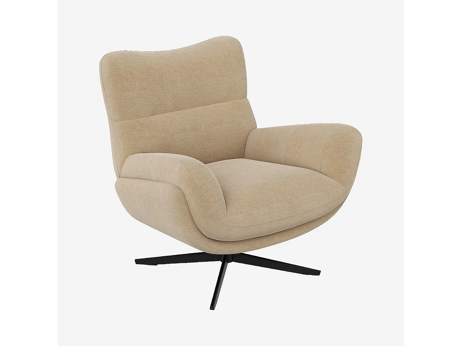 Habitat - Fauteuil pivotant en tissu et métal noir - Beige - Leia