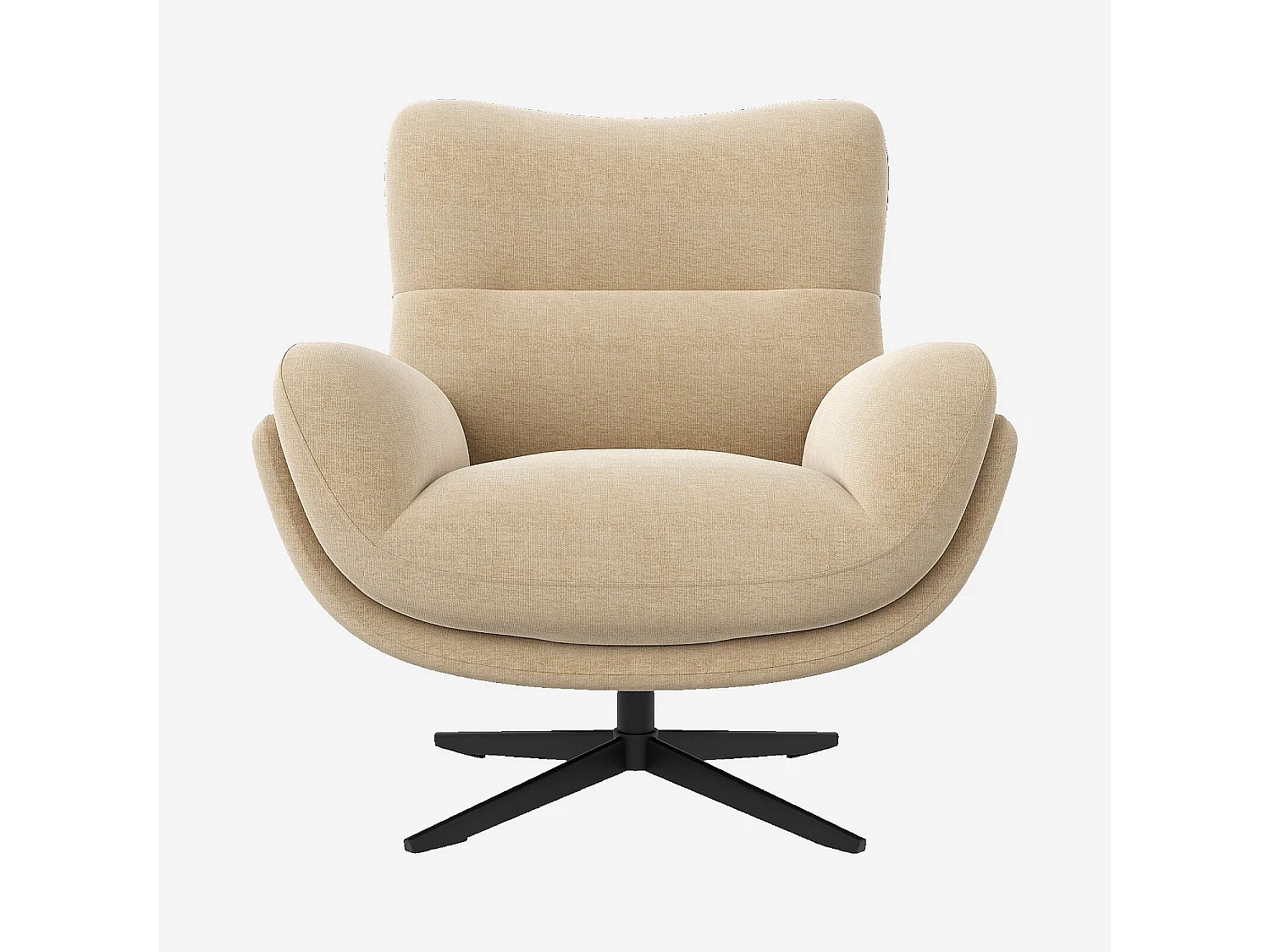Habitat - Fauteuil pivotant en tissu et métal noir - Beige - Leia