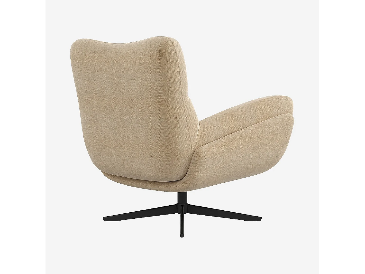 Habitat - Fauteuil pivotant en tissu et métal noir - Beige - Leia