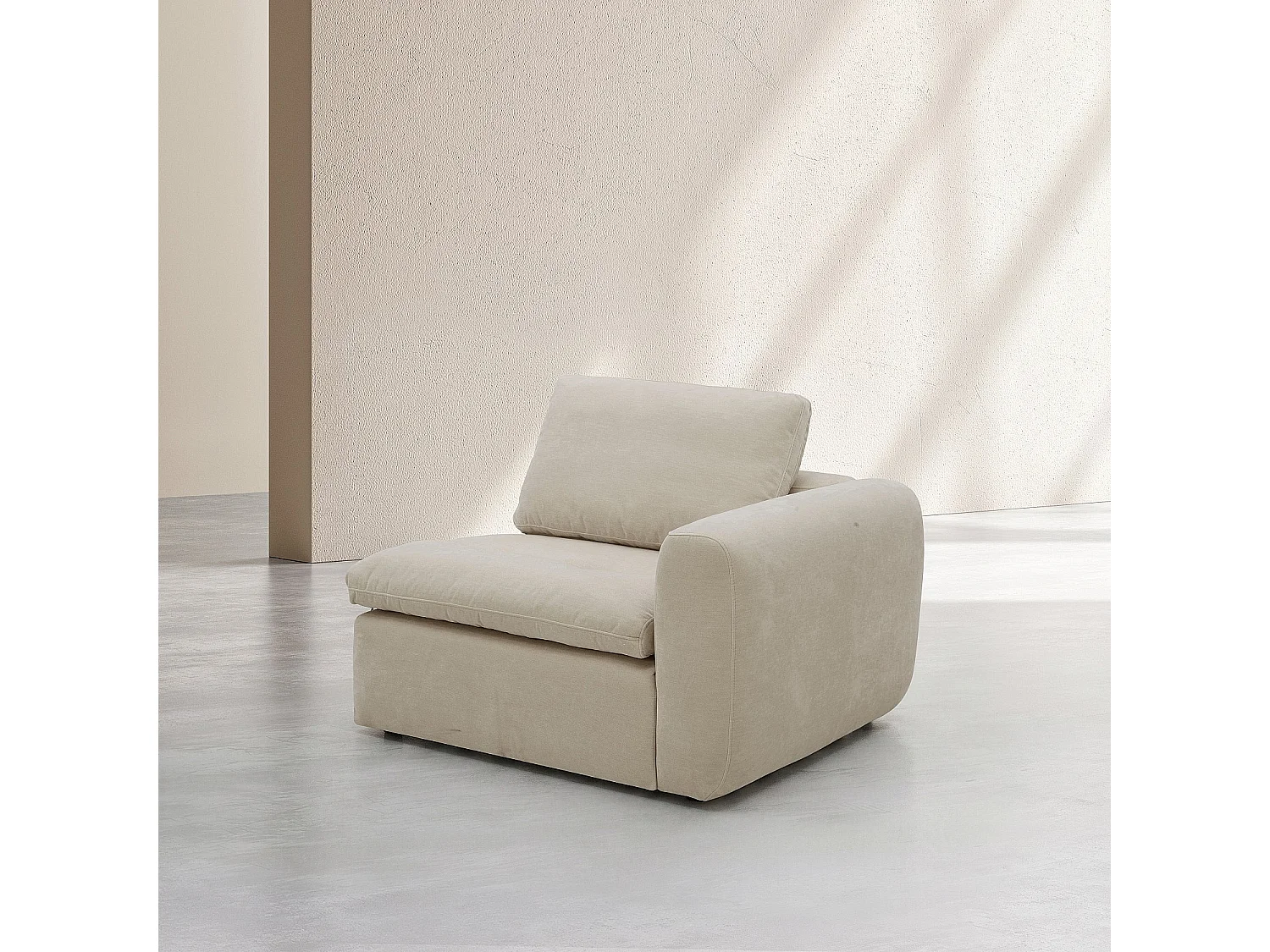 Habitat - Module d'angle droit 1 place en tissu - Beige meringue - Ameria