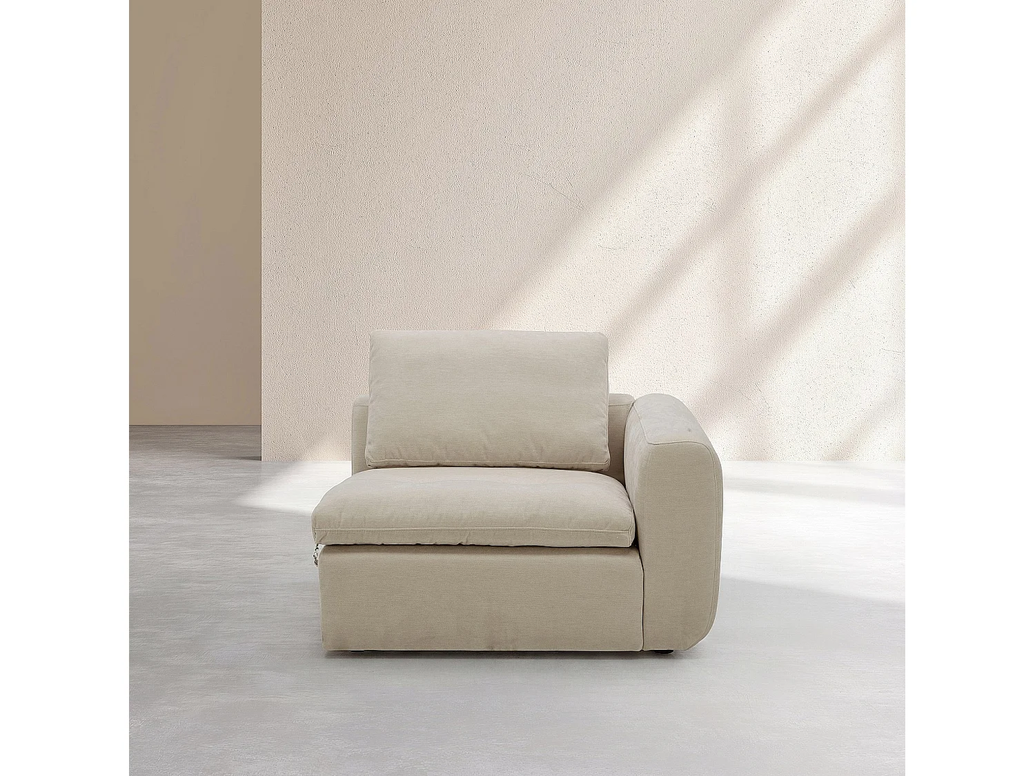 Habitat - Module d'angle droit 1 place en tissu - Beige meringue - Ameria