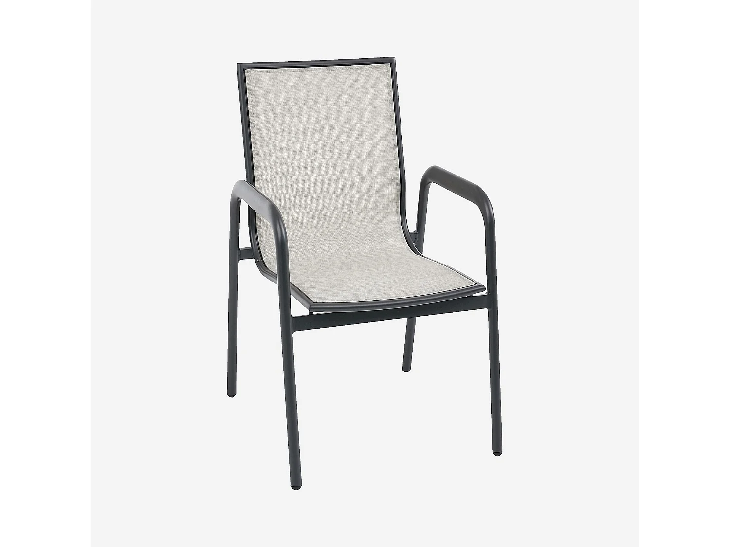 Habitat - Chaise de jardin en tissu déperlant et aluminium gris anthracite - Gris clair - Nazare