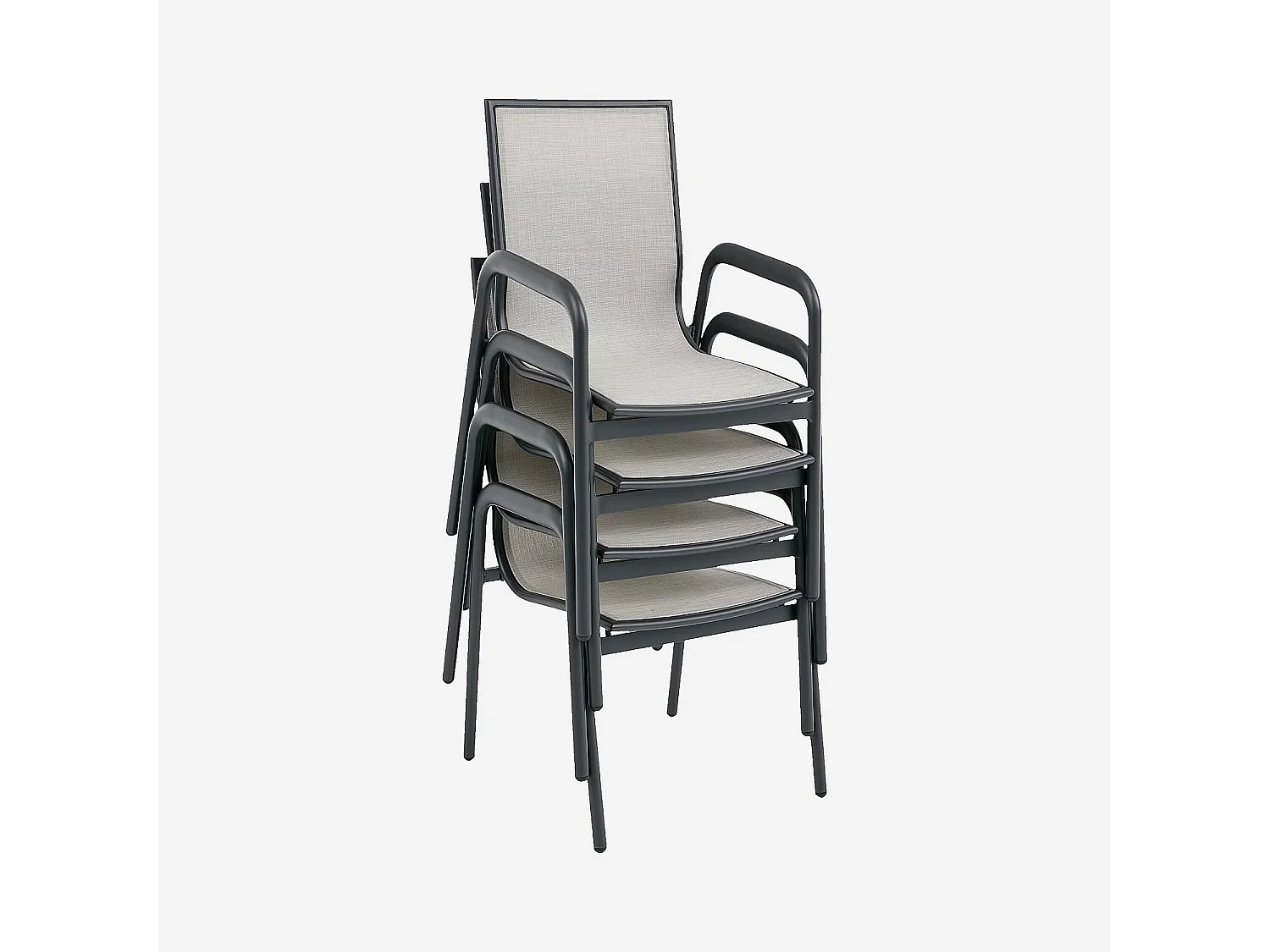 Habitat - Chaise de jardin en tissu déperlant et aluminium gris anthracite - Gris clair - Nazare