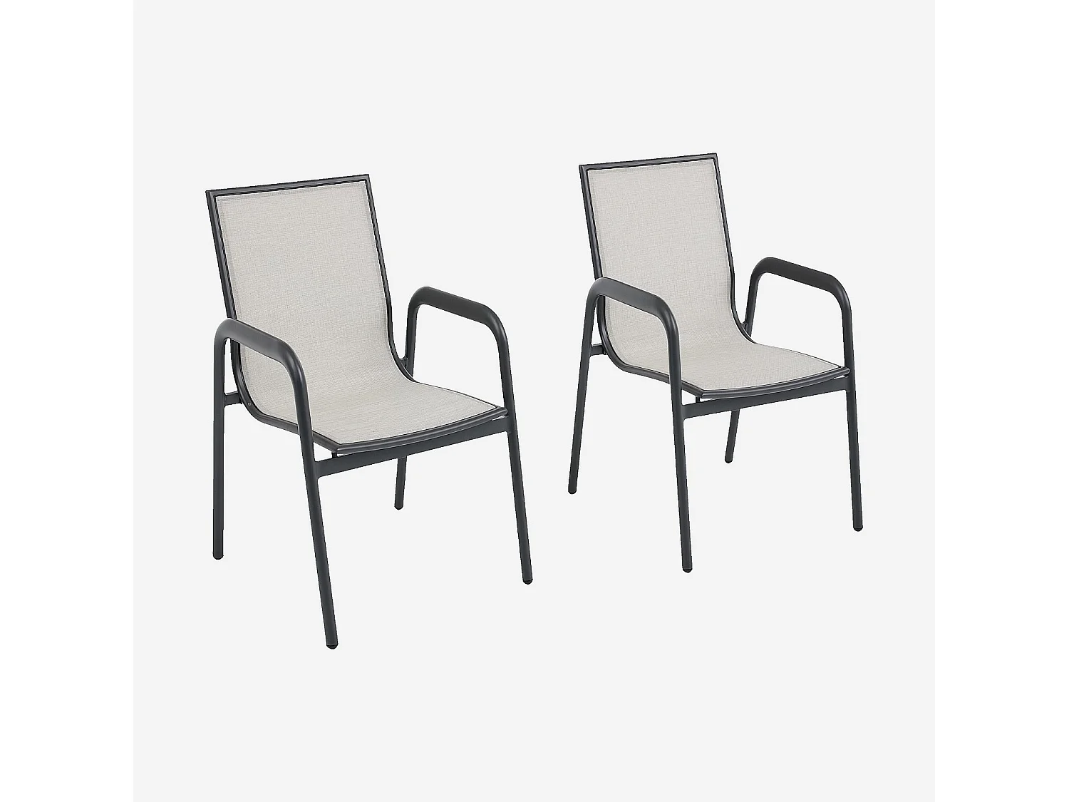 Habitat - Chaise de jardin en tissu déperlant et aluminium gris anthracite - Gris clair - Nazare