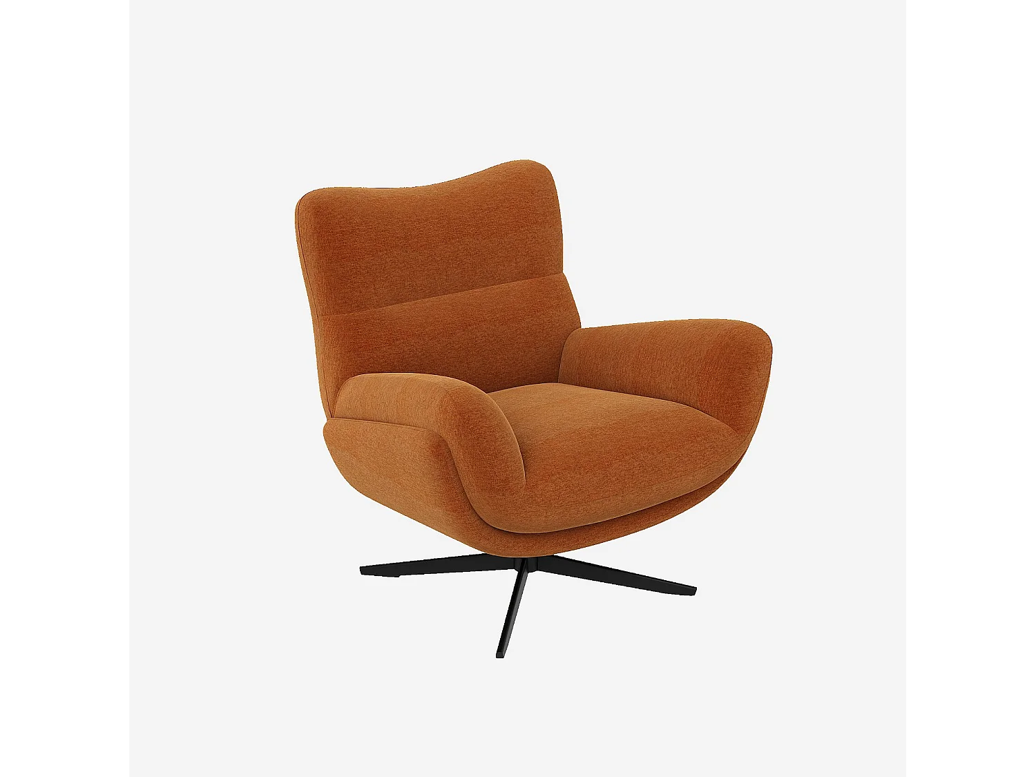 Habitat - Fauteuil pivotant en tissu et métal noir - Terracotta - Leia