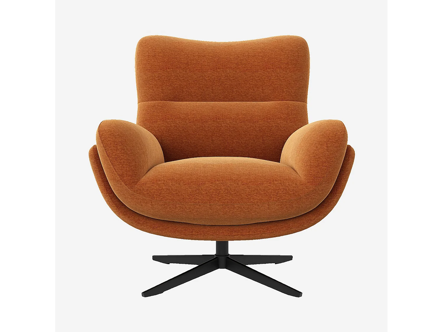 Habitat - Fauteuil pivotant en tissu et métal noir - Terracotta - Leia