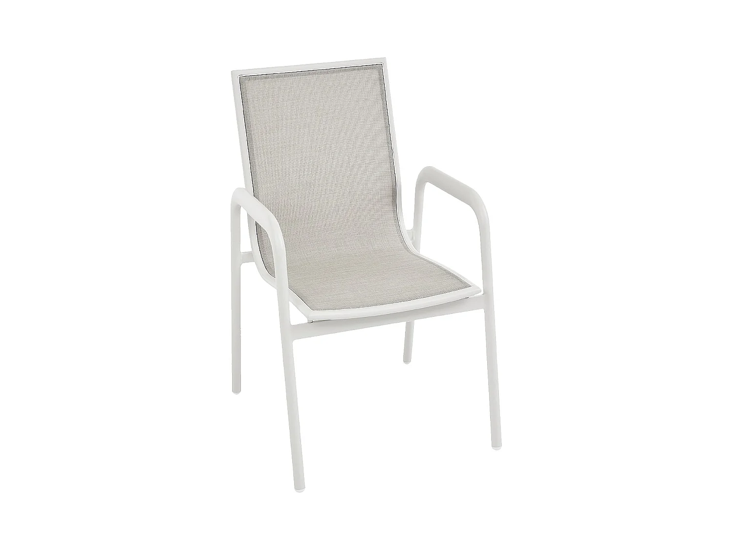 Habitat - Chaise de jardin en tissu déperlant et aluminium blanc cassé - Gris clair - Nazare