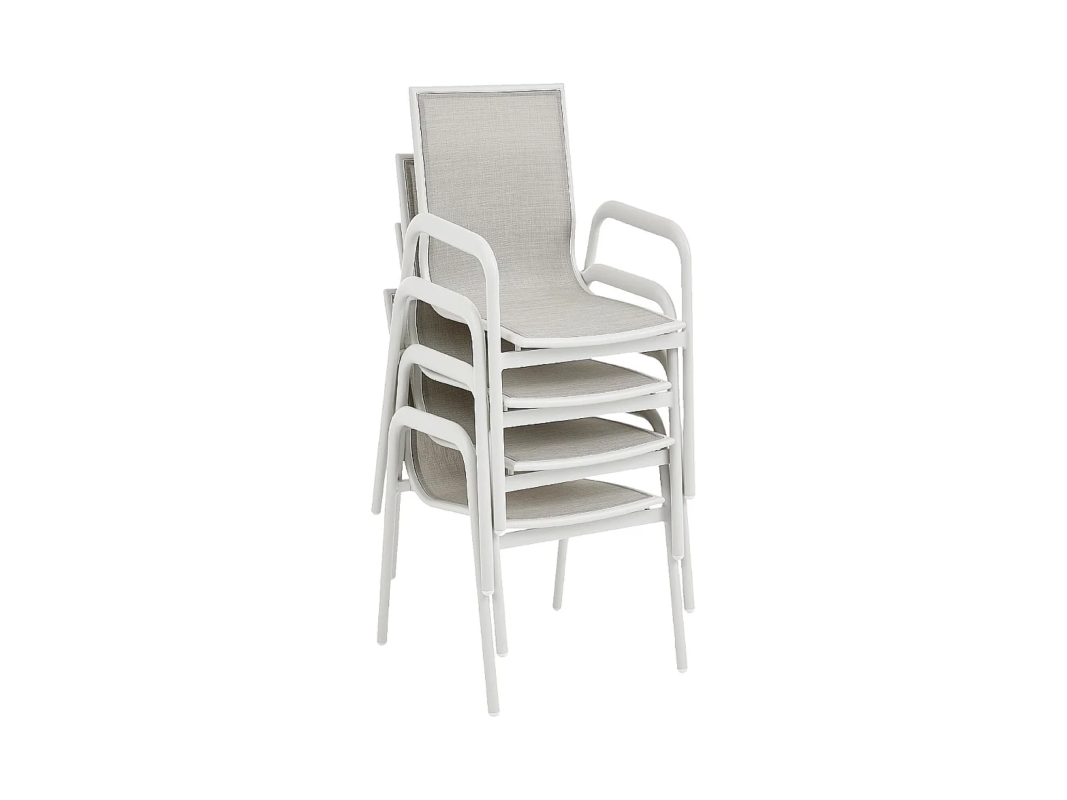 Habitat - Chaise de jardin en tissu déperlant et aluminium blanc cassé - Gris clair - Nazare