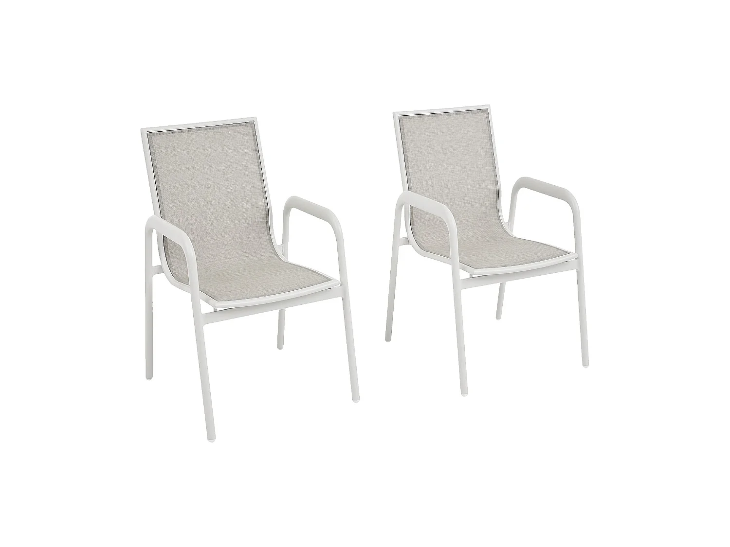 Habitat - Chaise de jardin en tissu déperlant et aluminium blanc cassé - Gris clair - Nazare