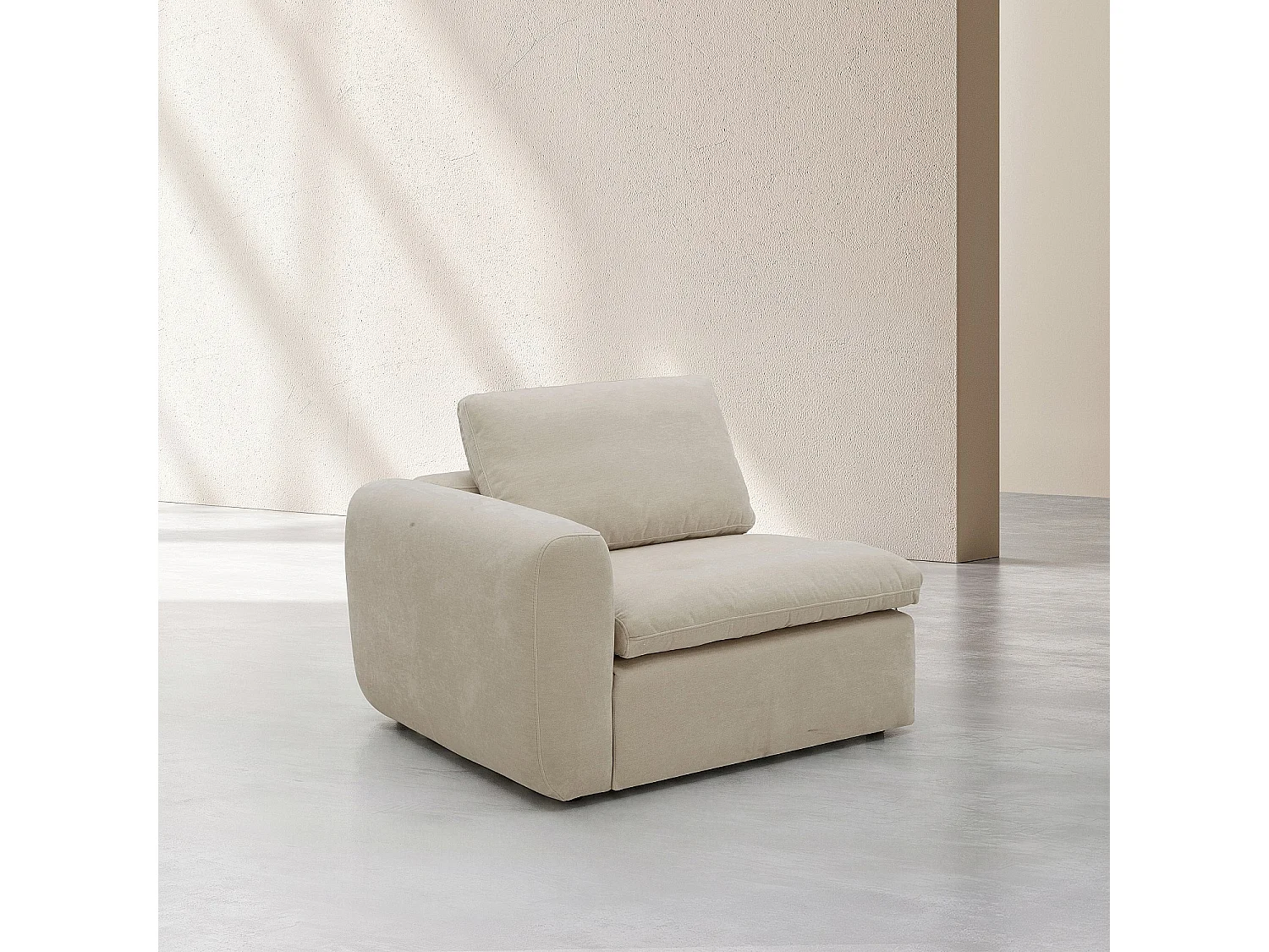 Habitat - Module d'angle gauche 1 place en tissu - Beige meringue - Ameria