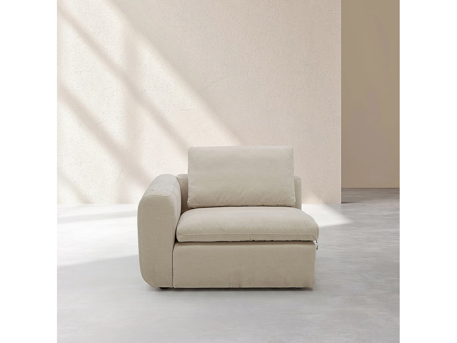 Habitat - Module d'angle gauche 1 place en tissu - Beige meringue - Ameria
