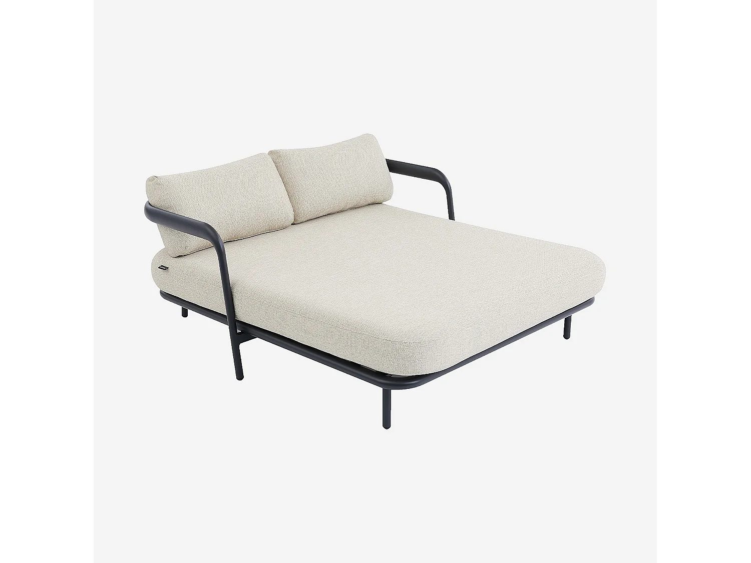 Habitat - Bain de soleil double en tissu tissé déperlant et aluminium gris anthracite - Beige mélangé - Nazare
