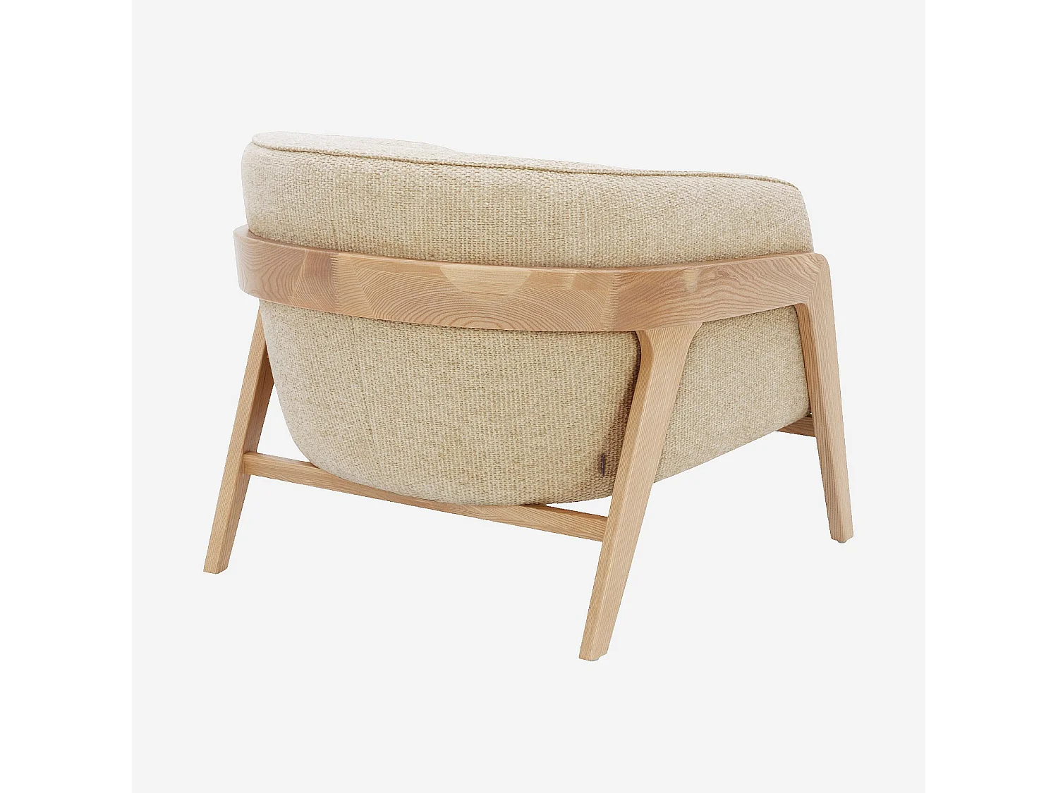 Habitat - Fauteuil en tissu chenille et bois - Crème - Caluso