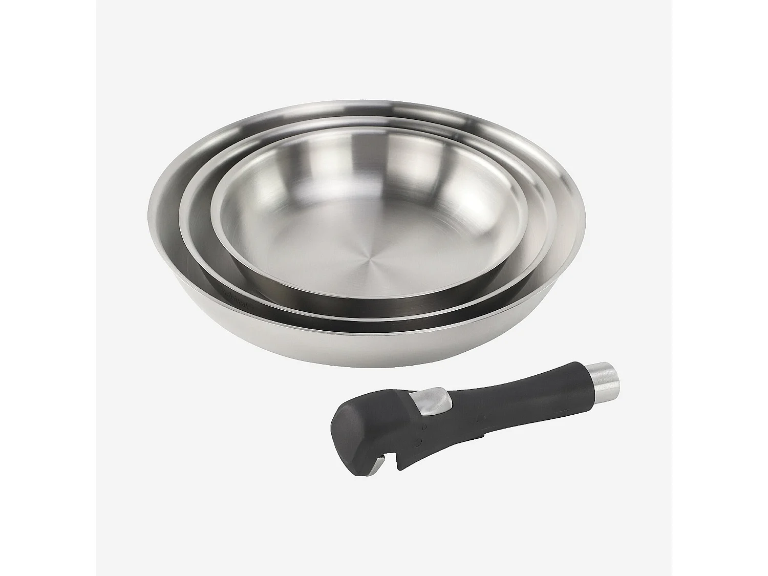 Habitat - Batterie de cuisine 6 pièces amovibles en acier inoxydable tous feux - Argenté - Epure