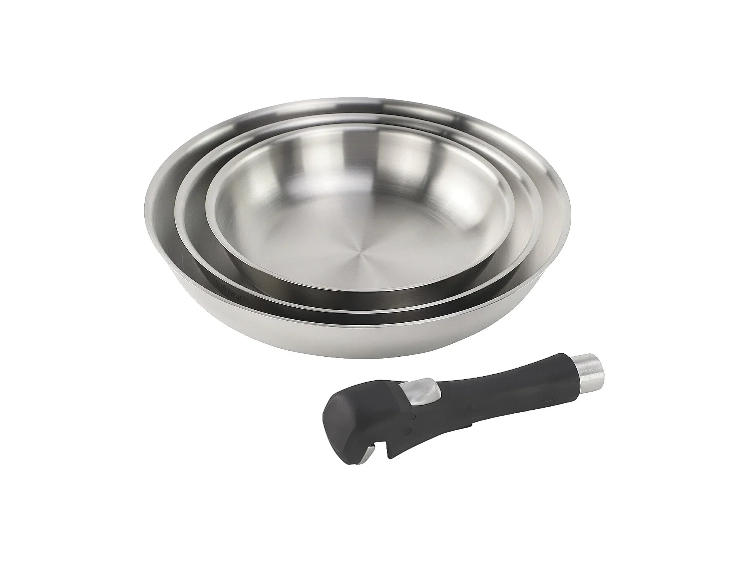 Habitat - Batterie de cuisine 6 pièces amovibles en acier inoxydable tous feux - Argenté - Epure