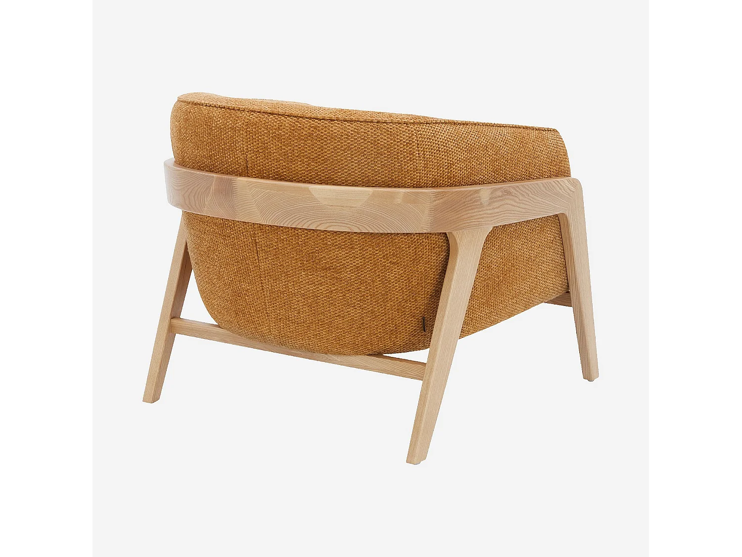 Habitat - Fauteuil en tissu chenille et bois - Ocre - Caluso