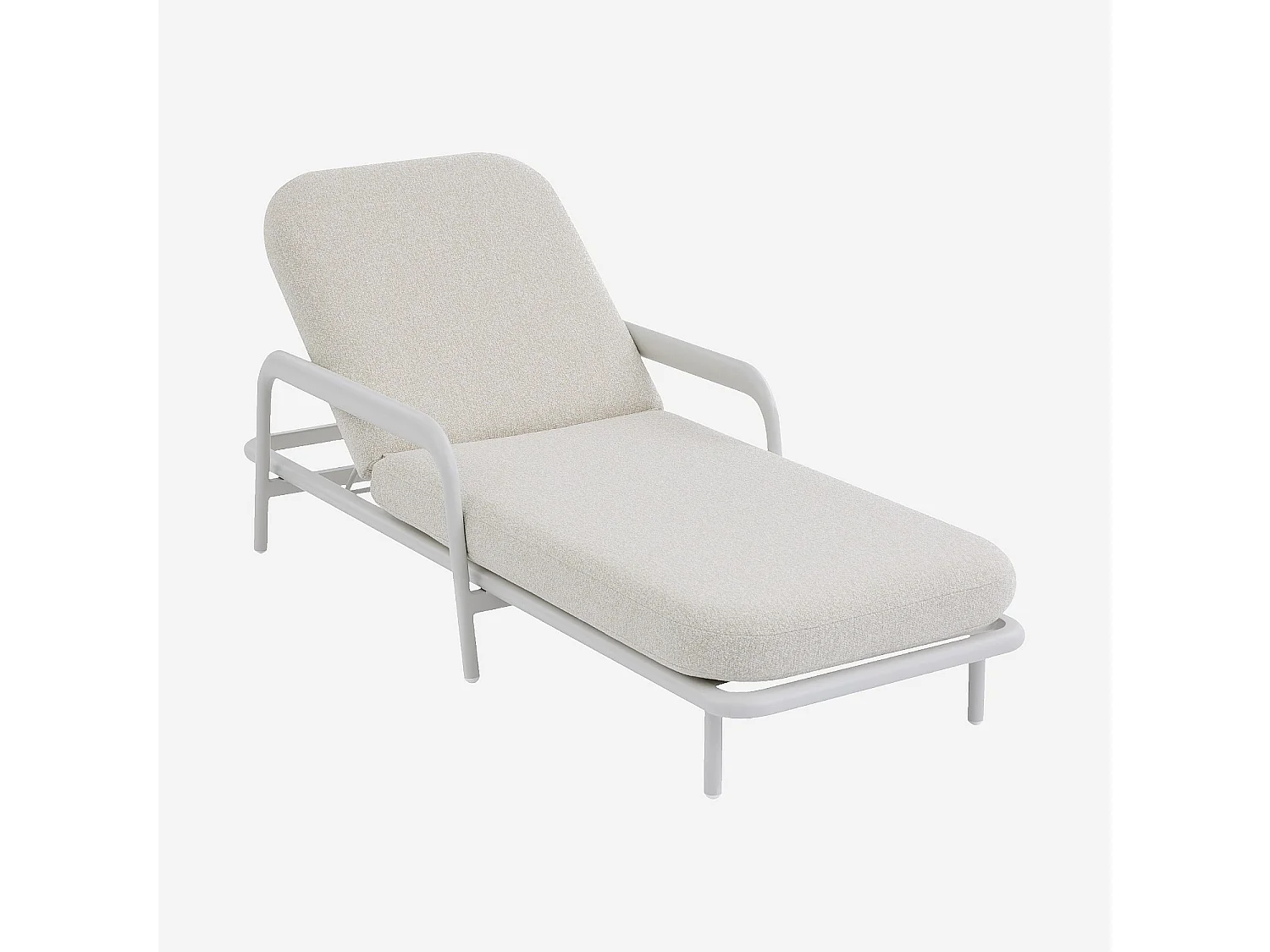 Habitat - Lot de 2 bains de soleil en tissu texturé déperlant et aluminium blanc cassé - Crème - Nazare