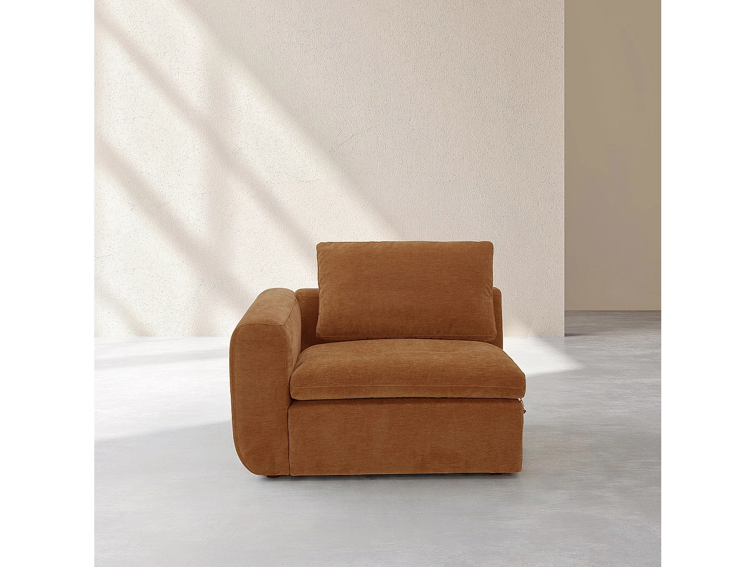 Habitat - Module d'angle gauche 1 place en tissu - Marron noisette - Ameria