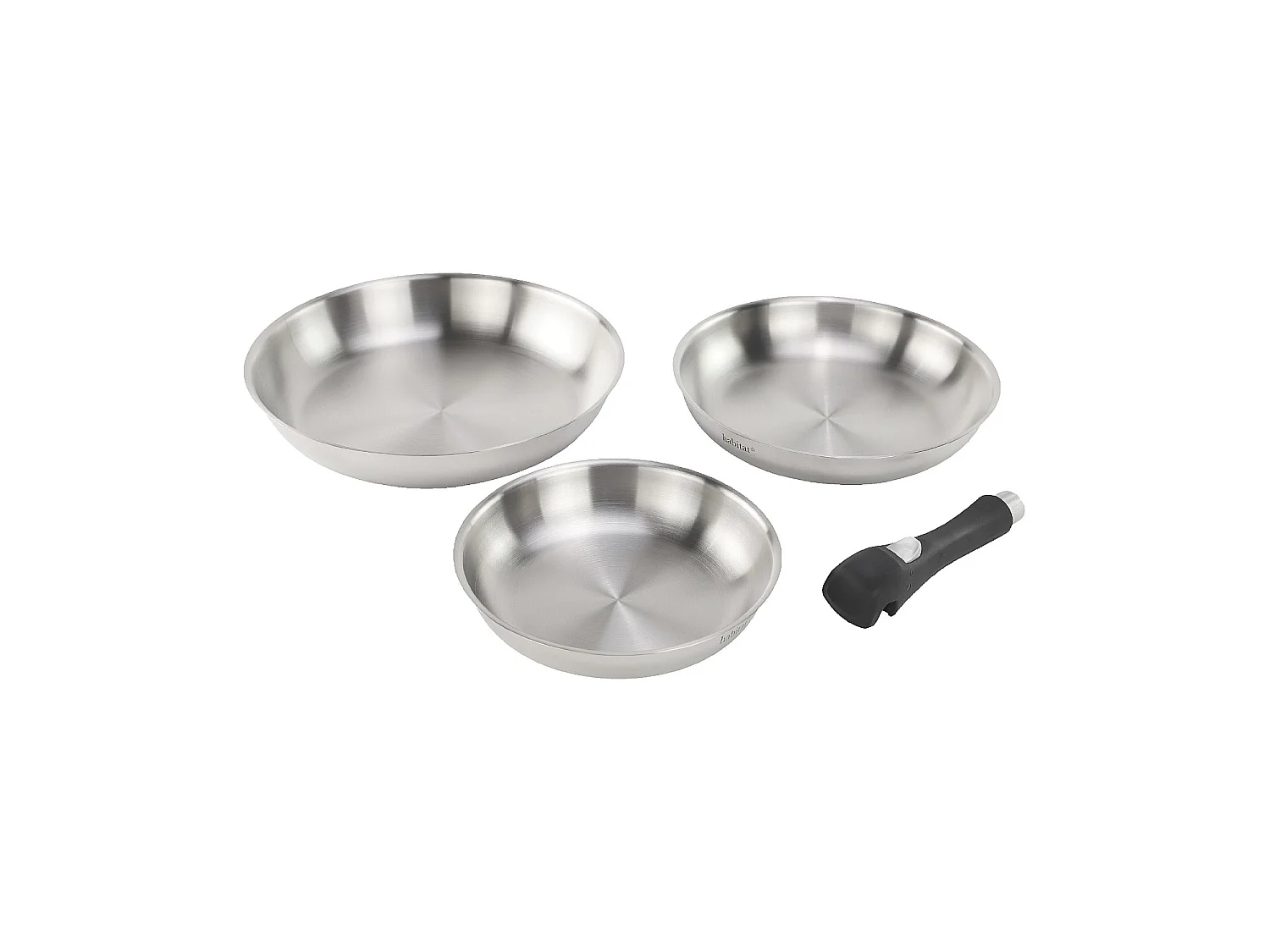 Habitat - Lot de 3 poêles amovibles en acier inoxydable tous feux - 20/24/28 cm - Argenté - Epure