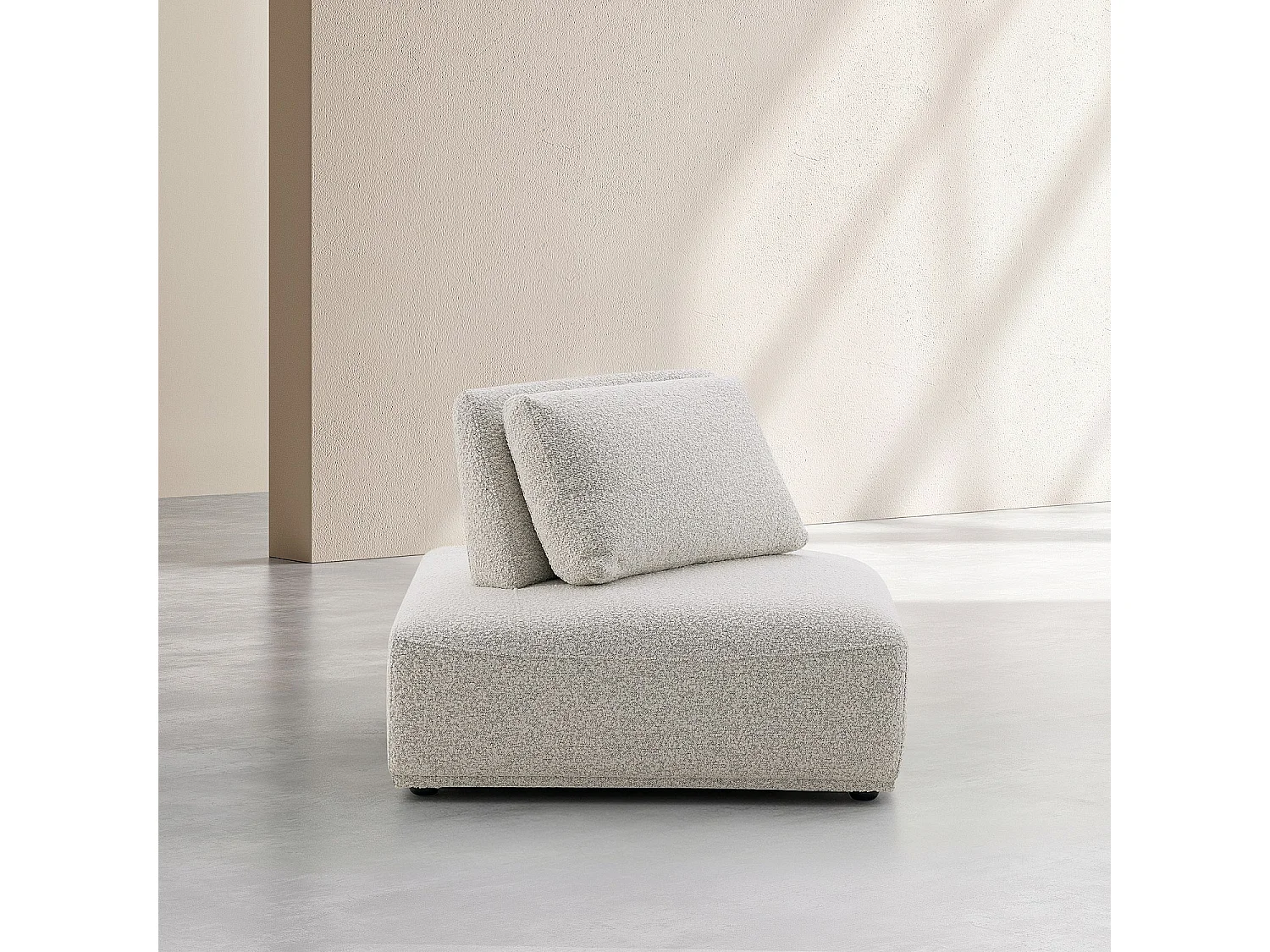Habitat - Fauteuil d'angle en tissu bouclette avec dossier avance-recule - Gris perle - Rudolf