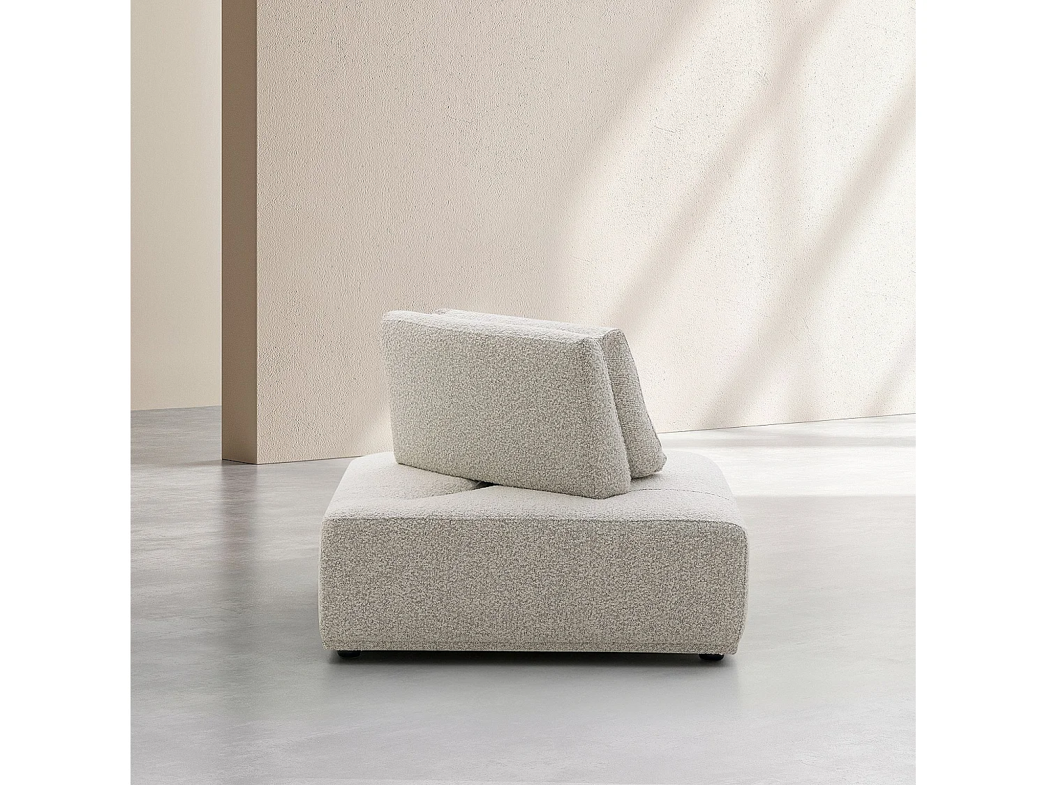 Habitat - Fauteuil d'angle en tissu bouclette avec dossier avance-recule - Gris perle - Rudolf