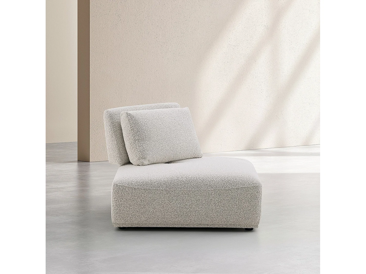Habitat - Fauteuil d'angle en tissu bouclette avec dossier avance-recule - Gris perle - Rudolf