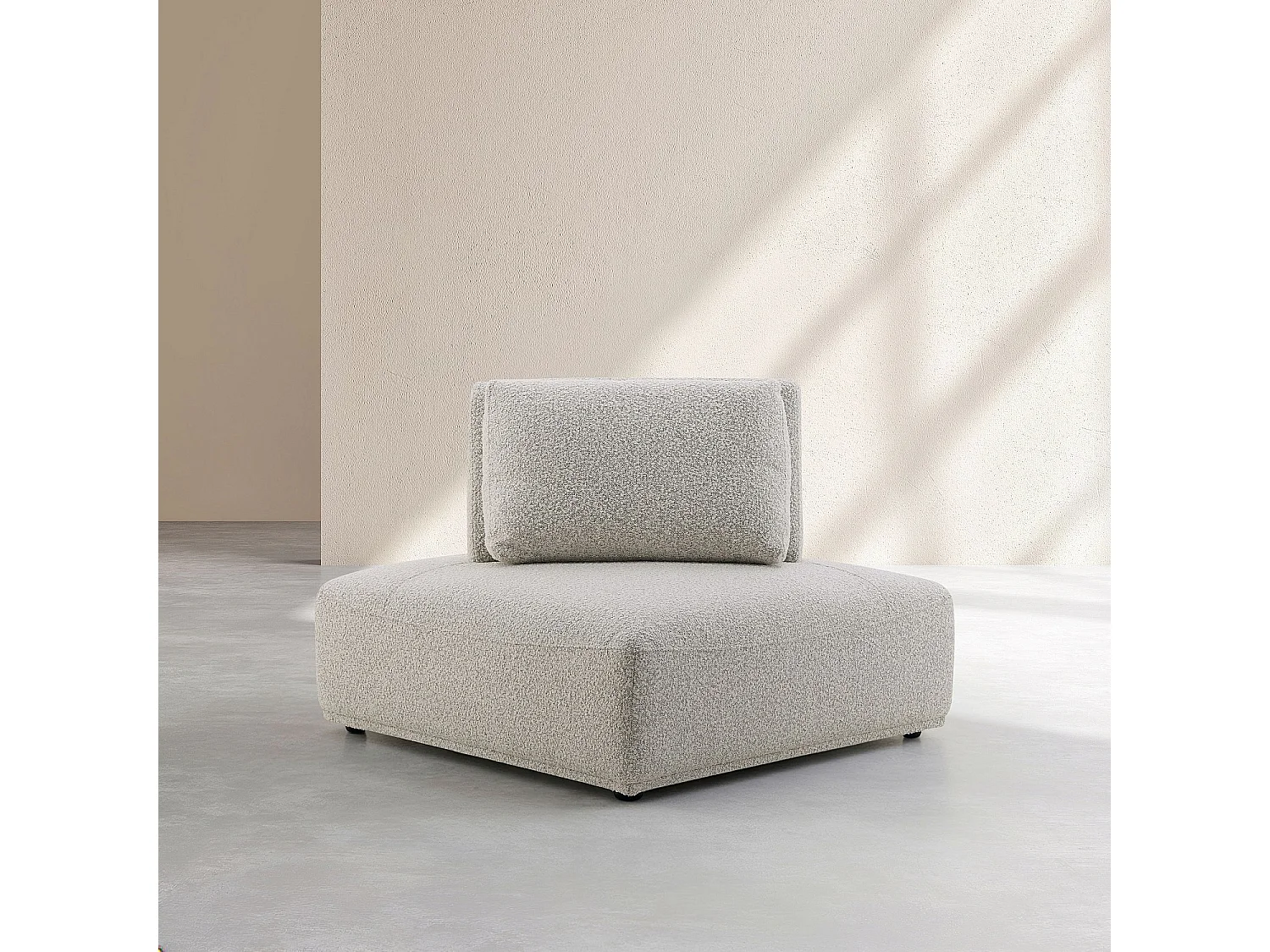 Habitat - Fauteuil d'angle en tissu bouclette avec dossier avance-recule - Gris perle - Rudolf