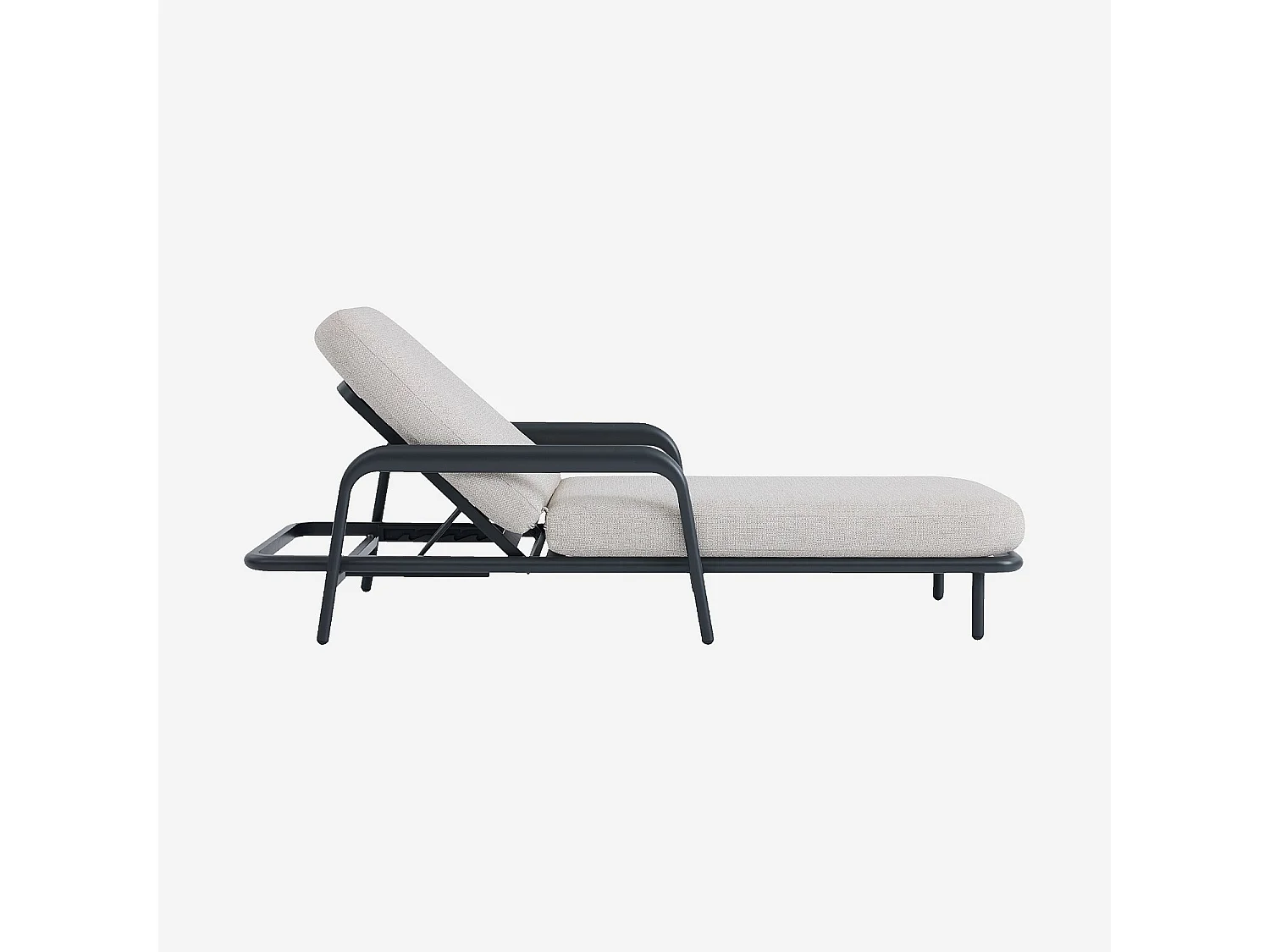 Habitat - Bain de soleil en tissu tissé déperlant et aluminium gris anthracite - Beige mélangé - Nazare