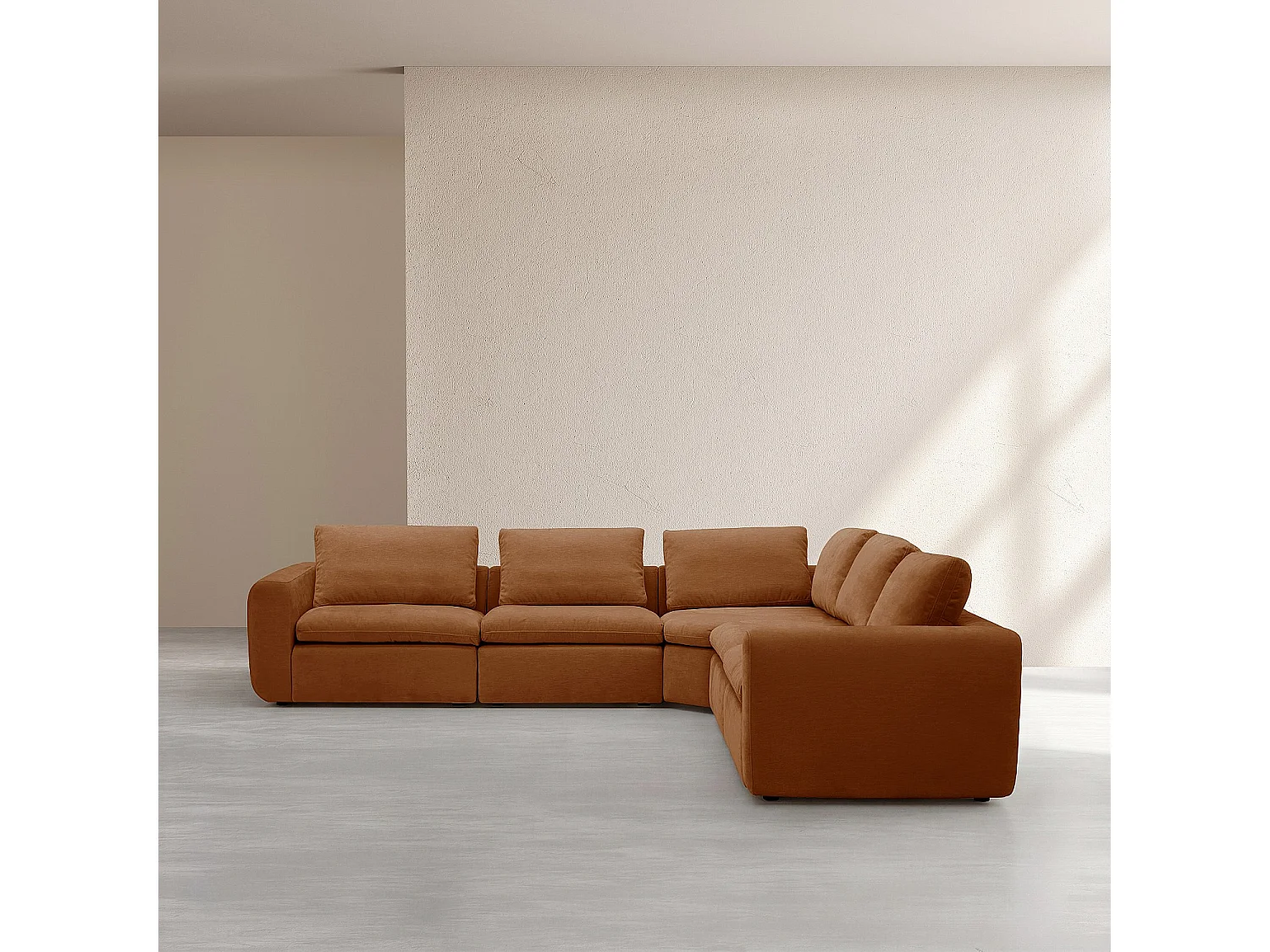 Habitat - Canapé d'angle symétrique modulable en tissu - Marron noisette - Ameria