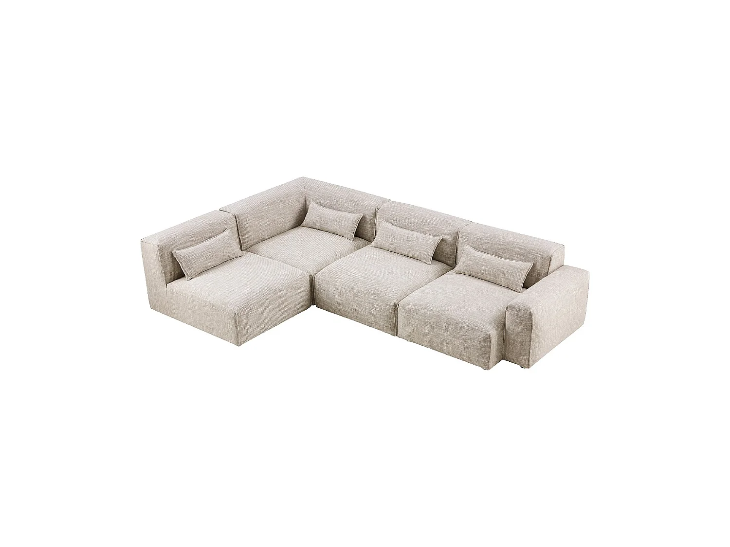 Habitat - Grand canapé d'angle gauche modulable en tissu - Beige mélangé - Kofi II