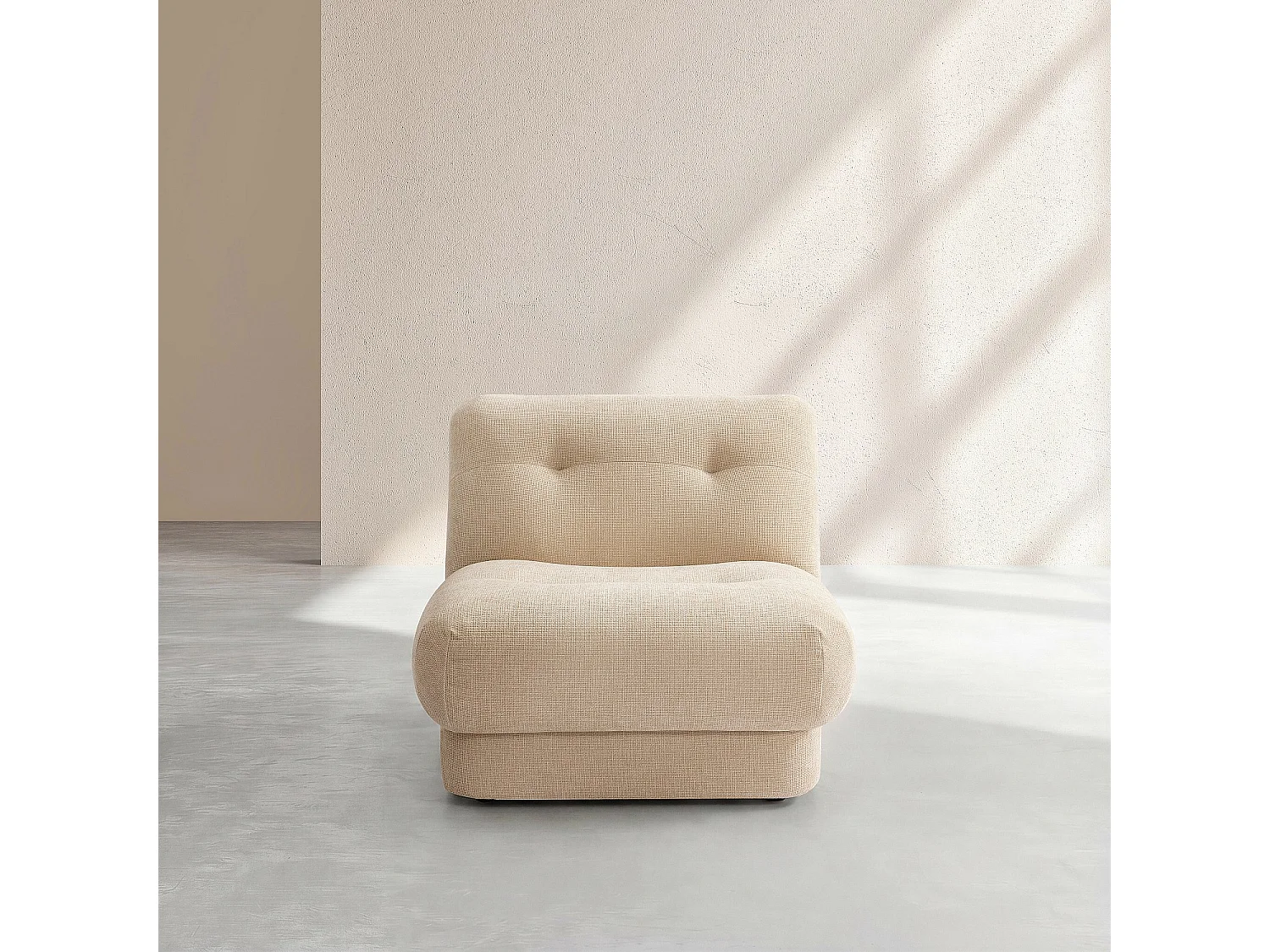 Habitat - Chauffeuse capitonnée en tissu chenille avec dossier garni de plumes - Beige sable - Lorena