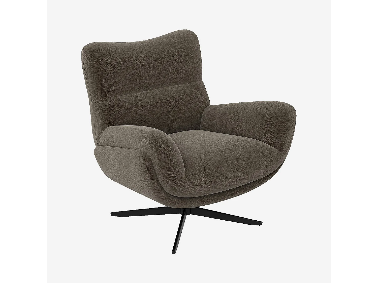 Habitat - Fauteuil pivotant en tissu et métal noir - Taupe - Leia