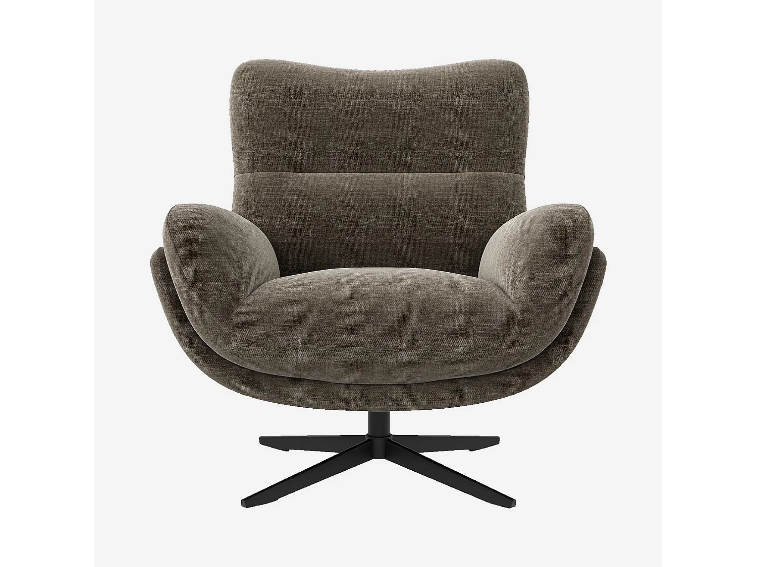 Habitat - Fauteuil pivotant en tissu et métal noir - Taupe - Leia