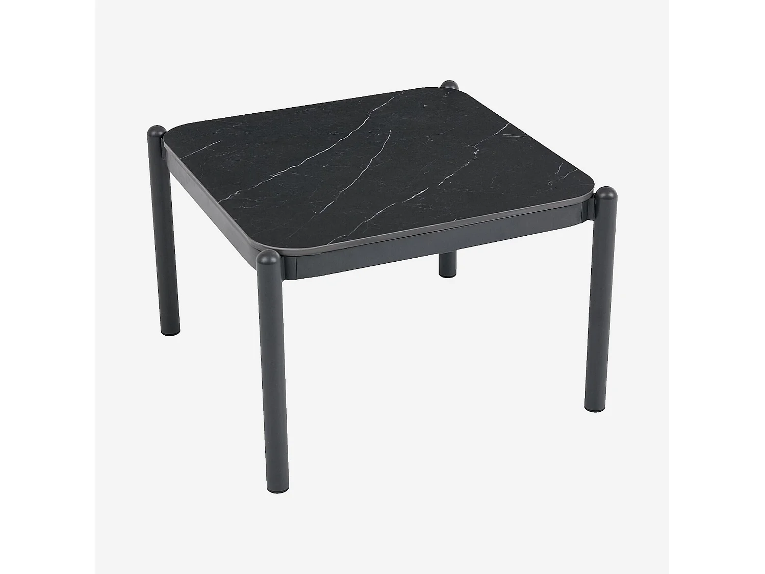 Habitat - Table basse de jardin carrée en aluminium et céramique - Gris anthracite - Nazare