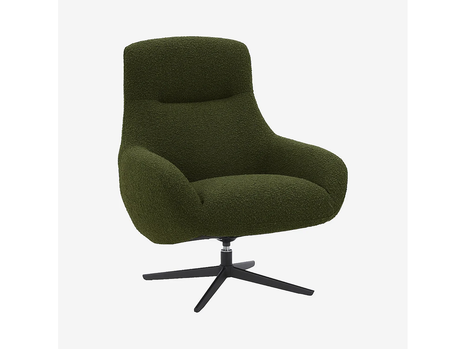 Habitat - Fauteuil design pivotant en tissu bouclette et métal noir - Vert sapin - Maeve