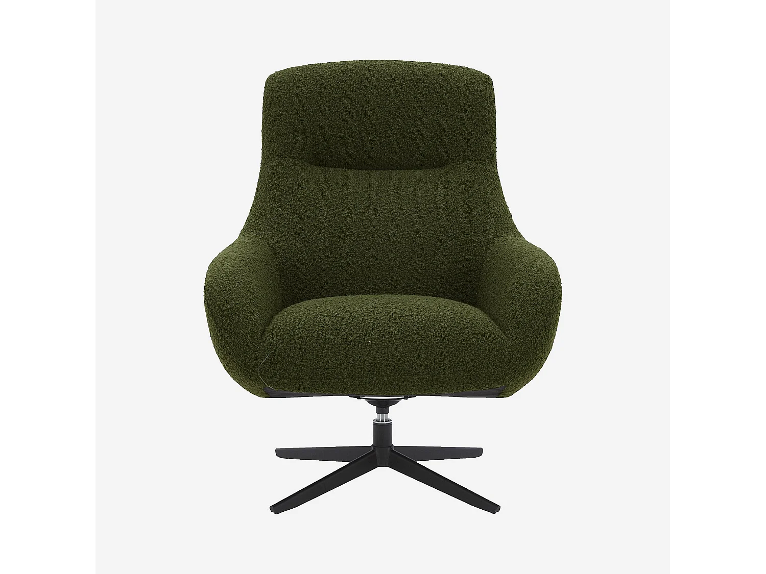 Habitat - Fauteuil design pivotant en tissu bouclette et métal noir - Vert sapin - Maeve