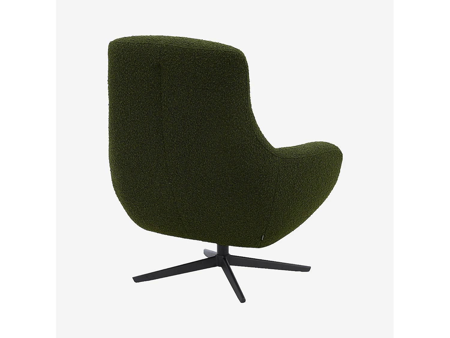 Habitat - Fauteuil design pivotant en tissu bouclette et métal noir - Vert sapin - Maeve