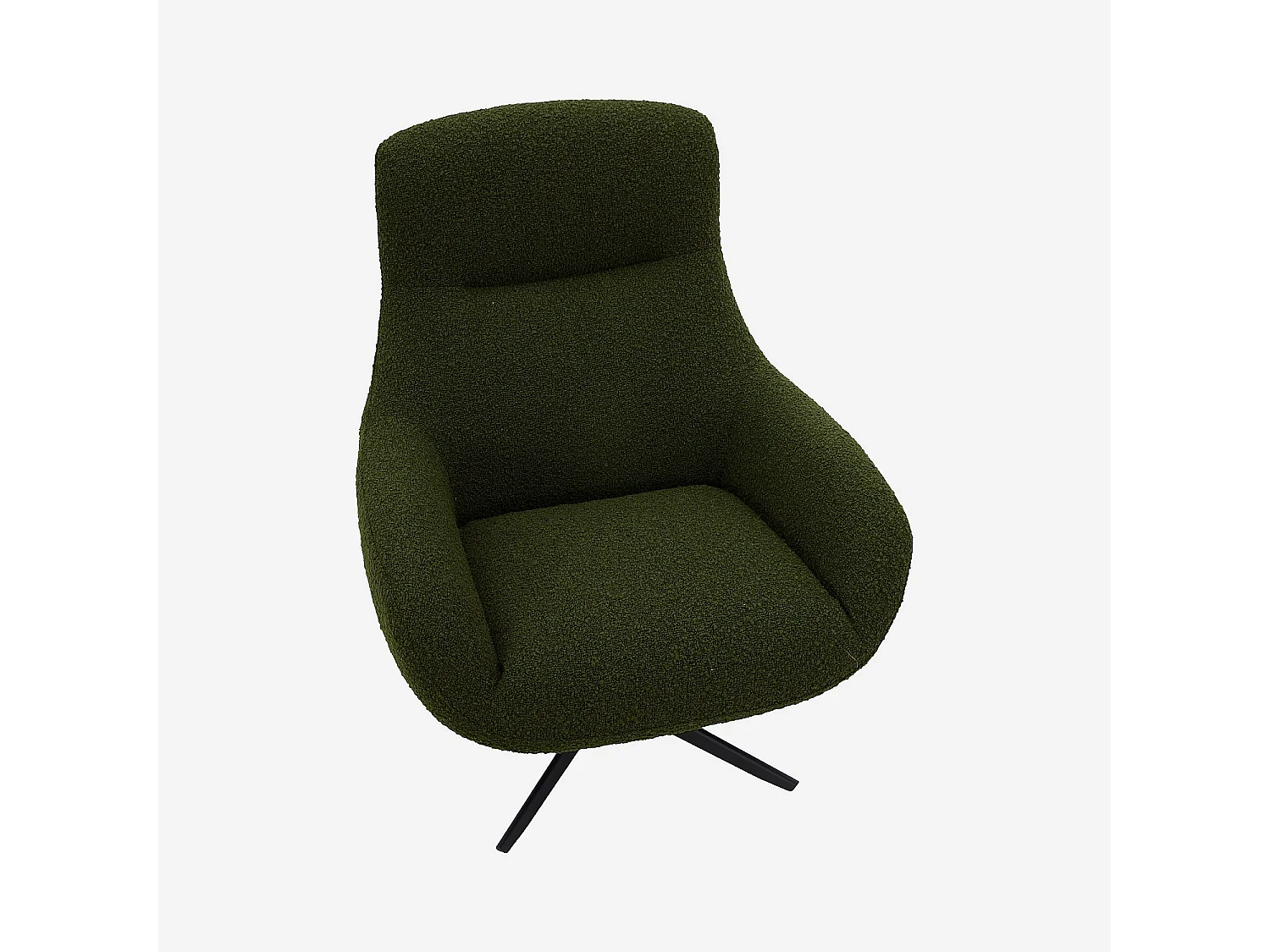 Habitat - Fauteuil design pivotant en tissu bouclette et métal noir - Vert sapin - Maeve