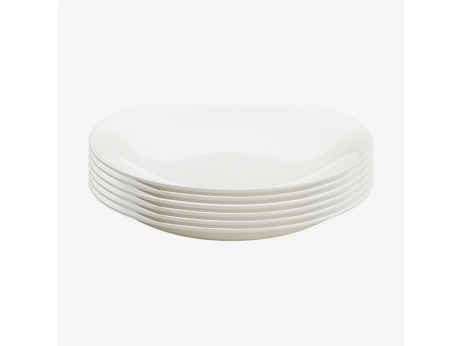 Habitat - Lot de 6 assiettes creuses en porcelaine - 22 cm - Blanc - Taidu II