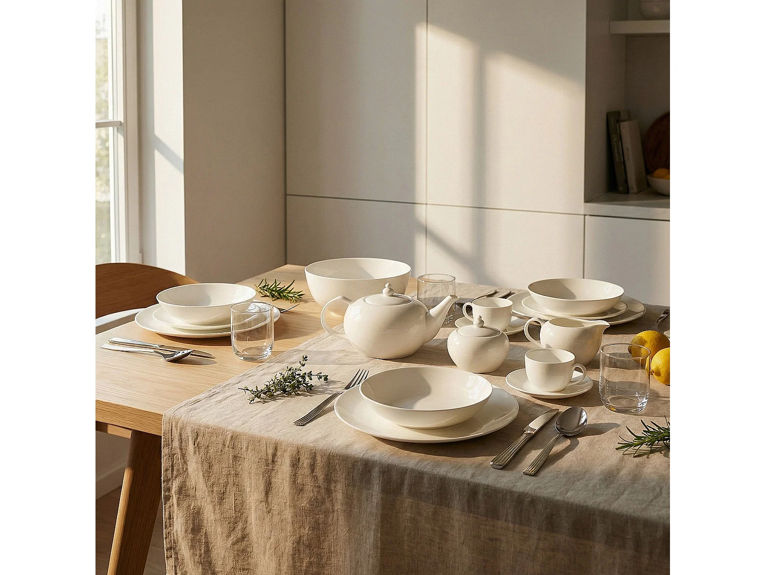 Habitat - Lot de 6 assiettes à dessert en porcelaine - 20,5 cm - Blanc - Taidu II