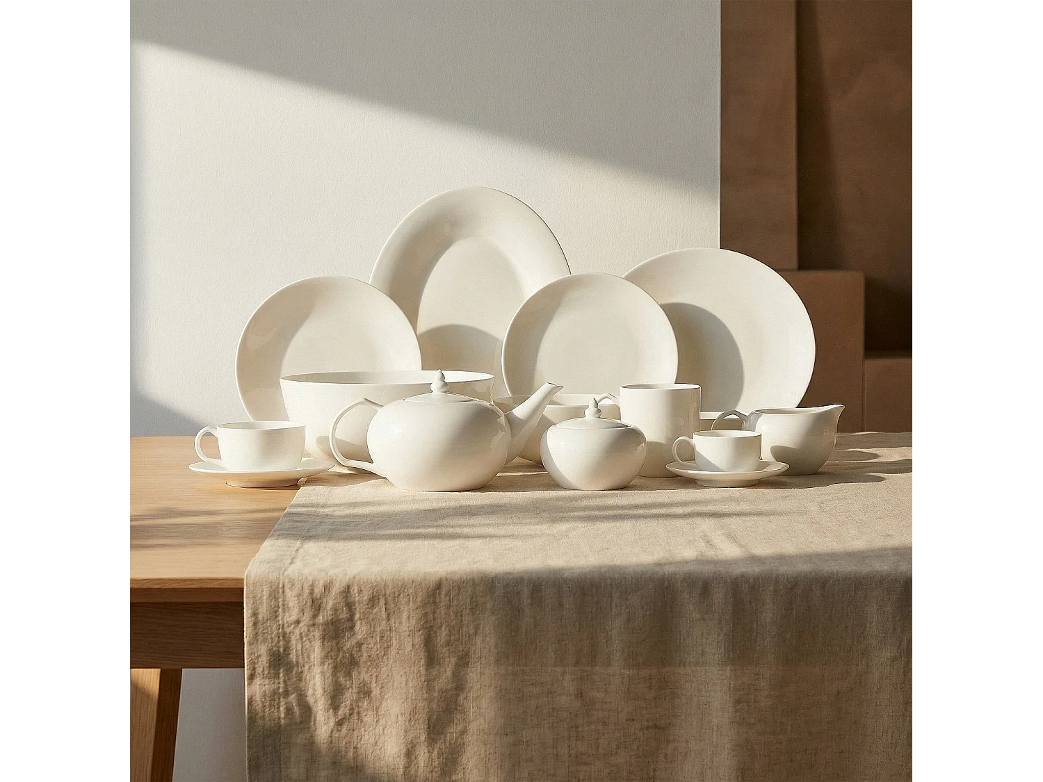 Habitat - Lot de 6 assiettes à dessert en porcelaine - 20,5 cm - Blanc - Taidu II