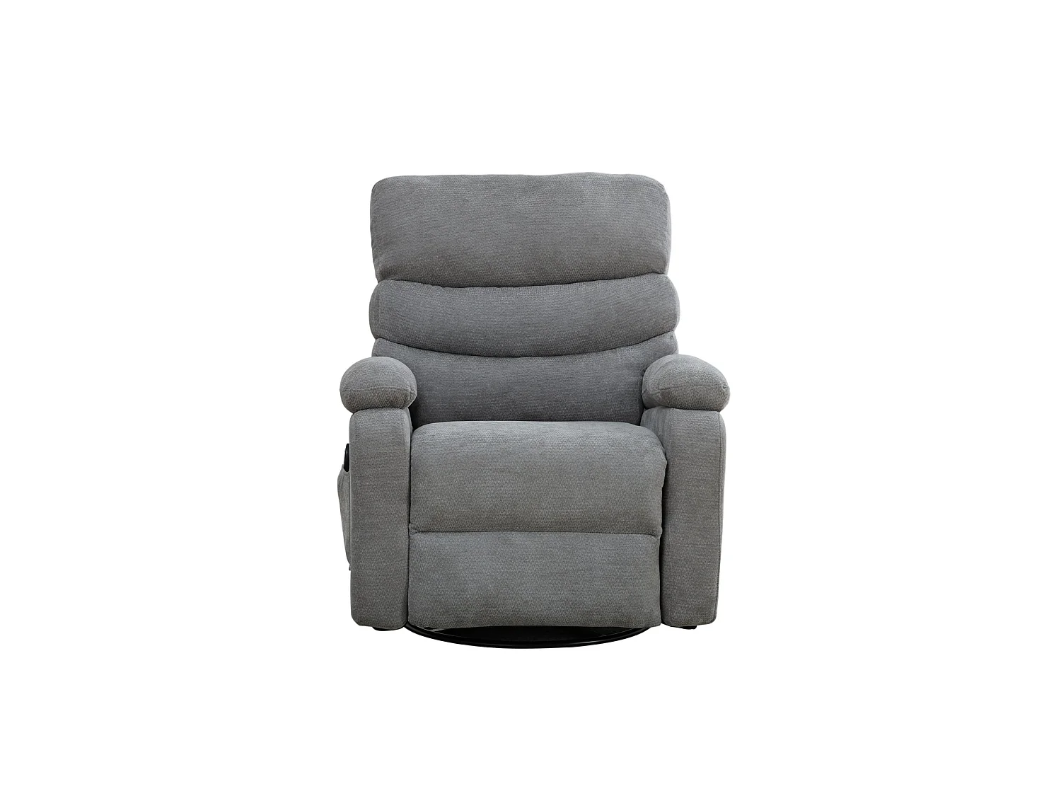 360° draaibare fauteuil in grijze chenille - Met massagefunctie, verwarming en voetensteun