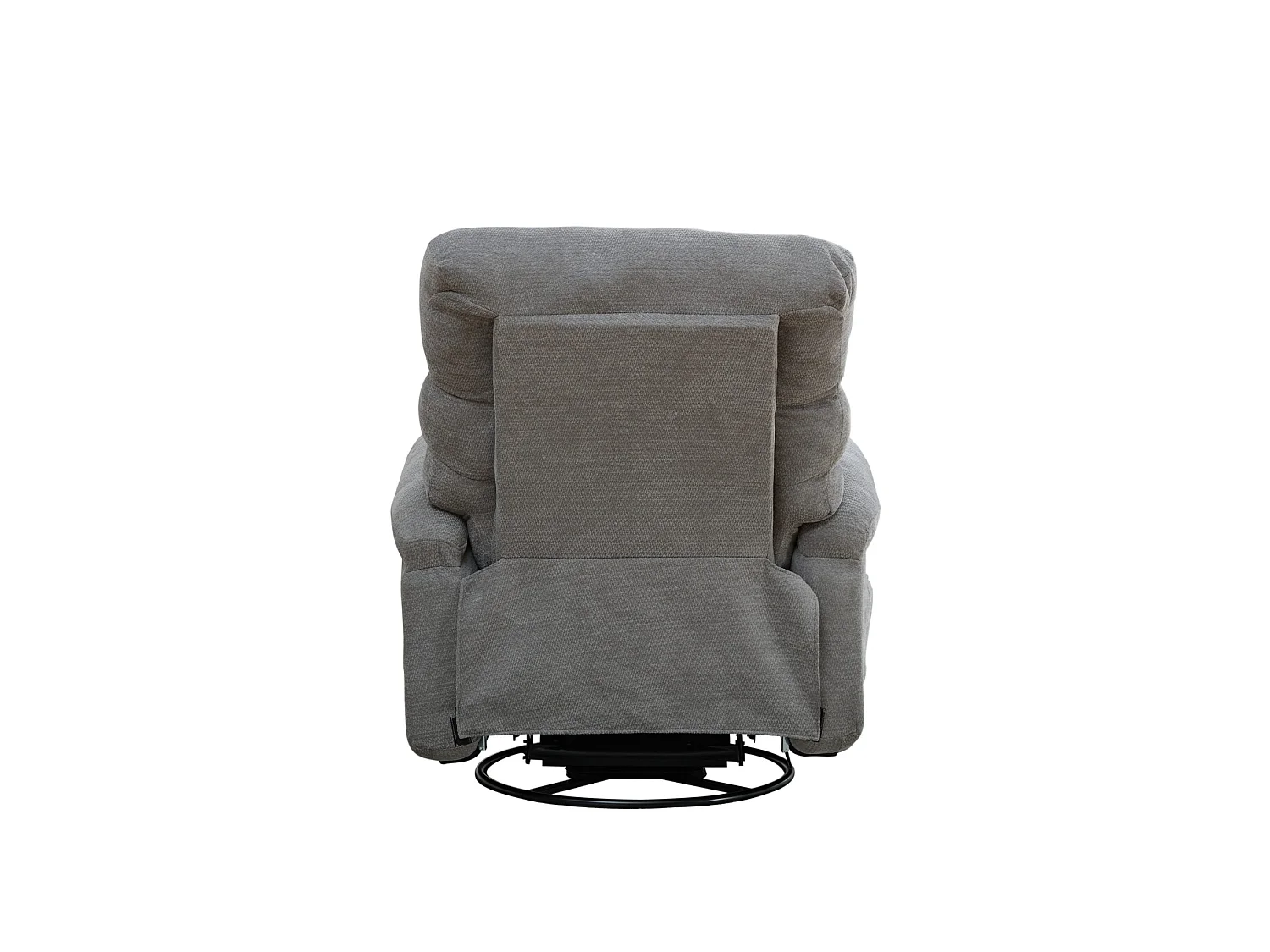 360° draaibare fauteuil in grijze chenille - Met massagefunctie, verwarming en voetensteun