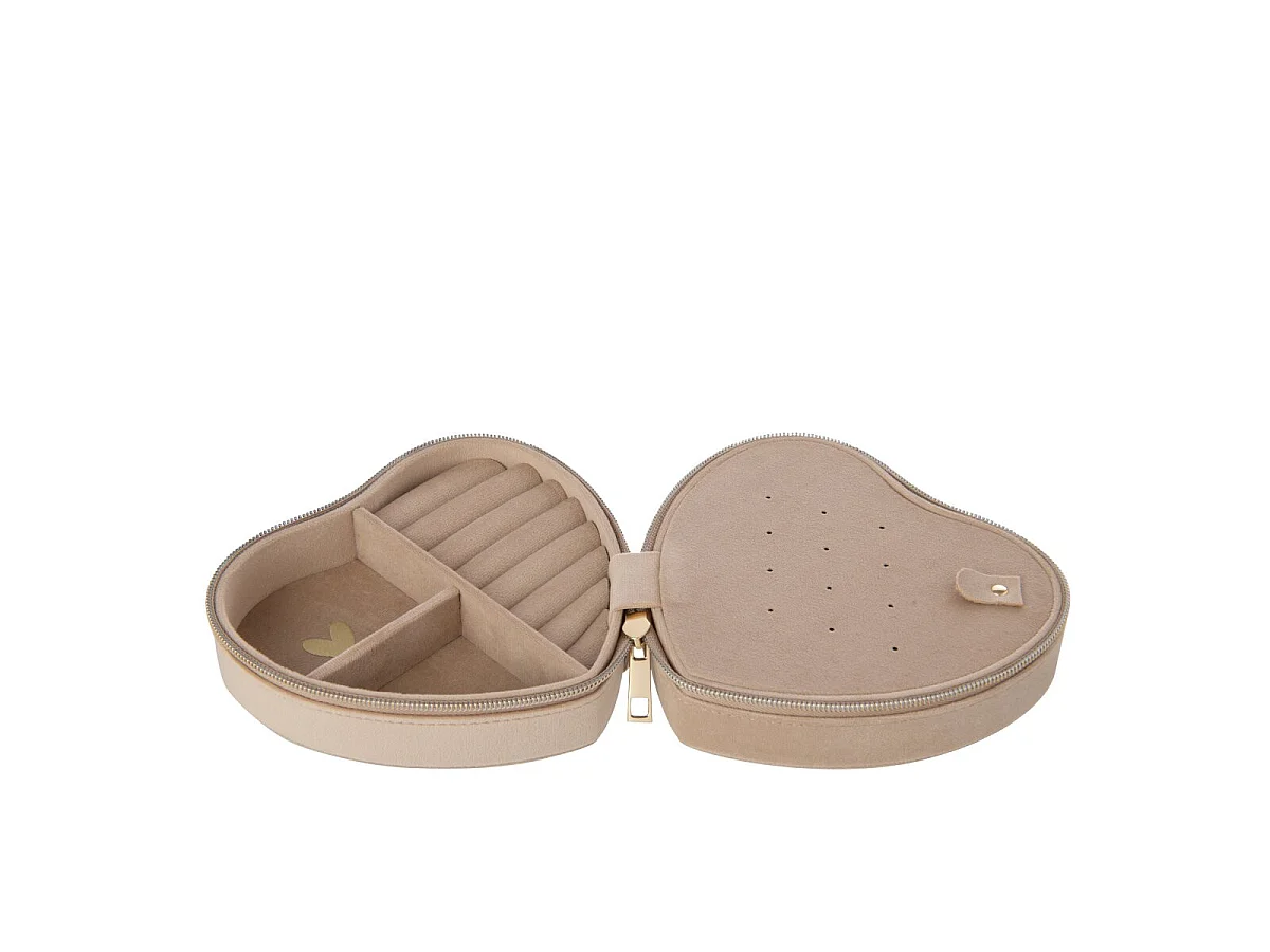 Boîte à Bijoux Cœur "Oto" 15cm Beige